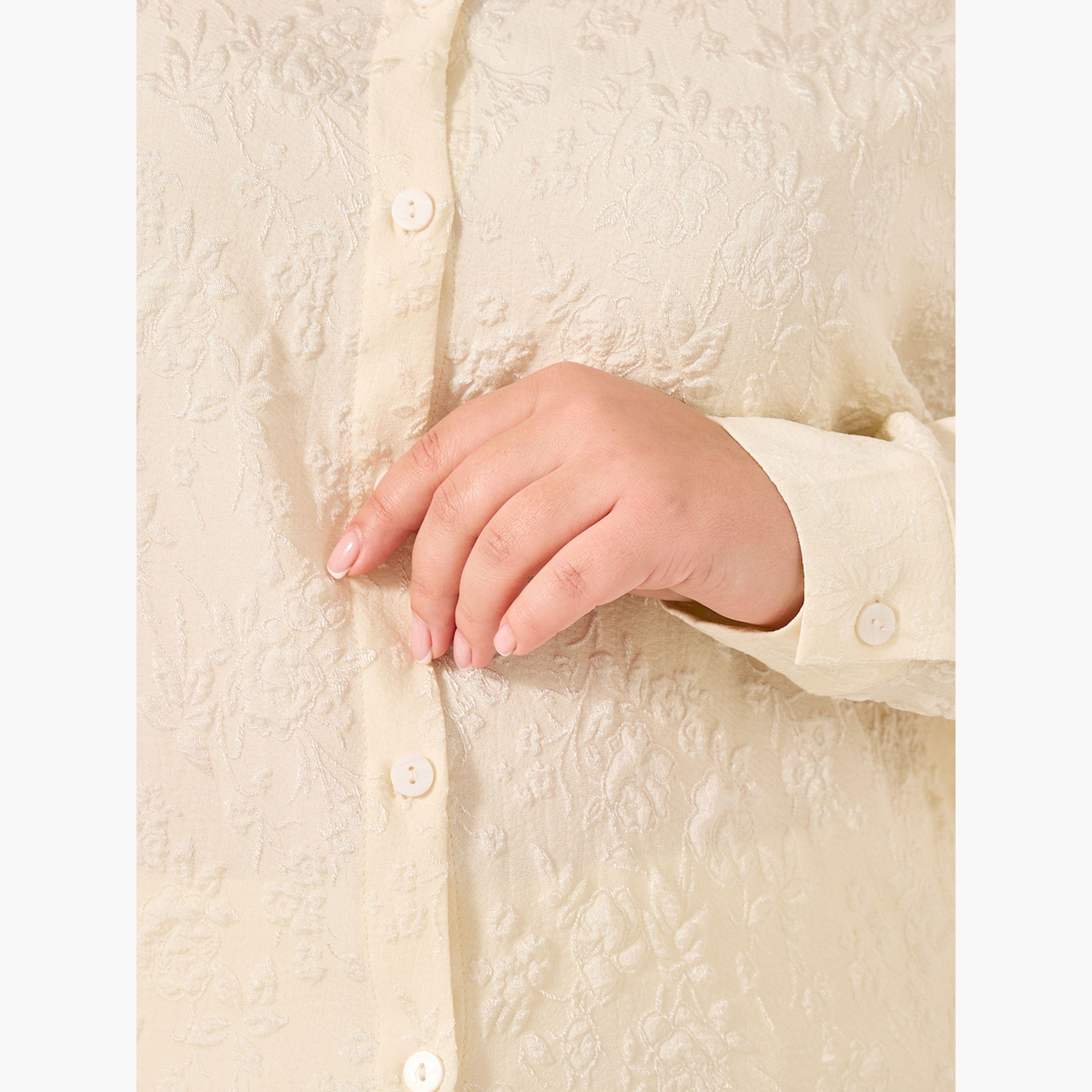 Styli Plus Size Oversized Jacquard Shirt-women-clothing-shirtsandblouses-shirts-image-3