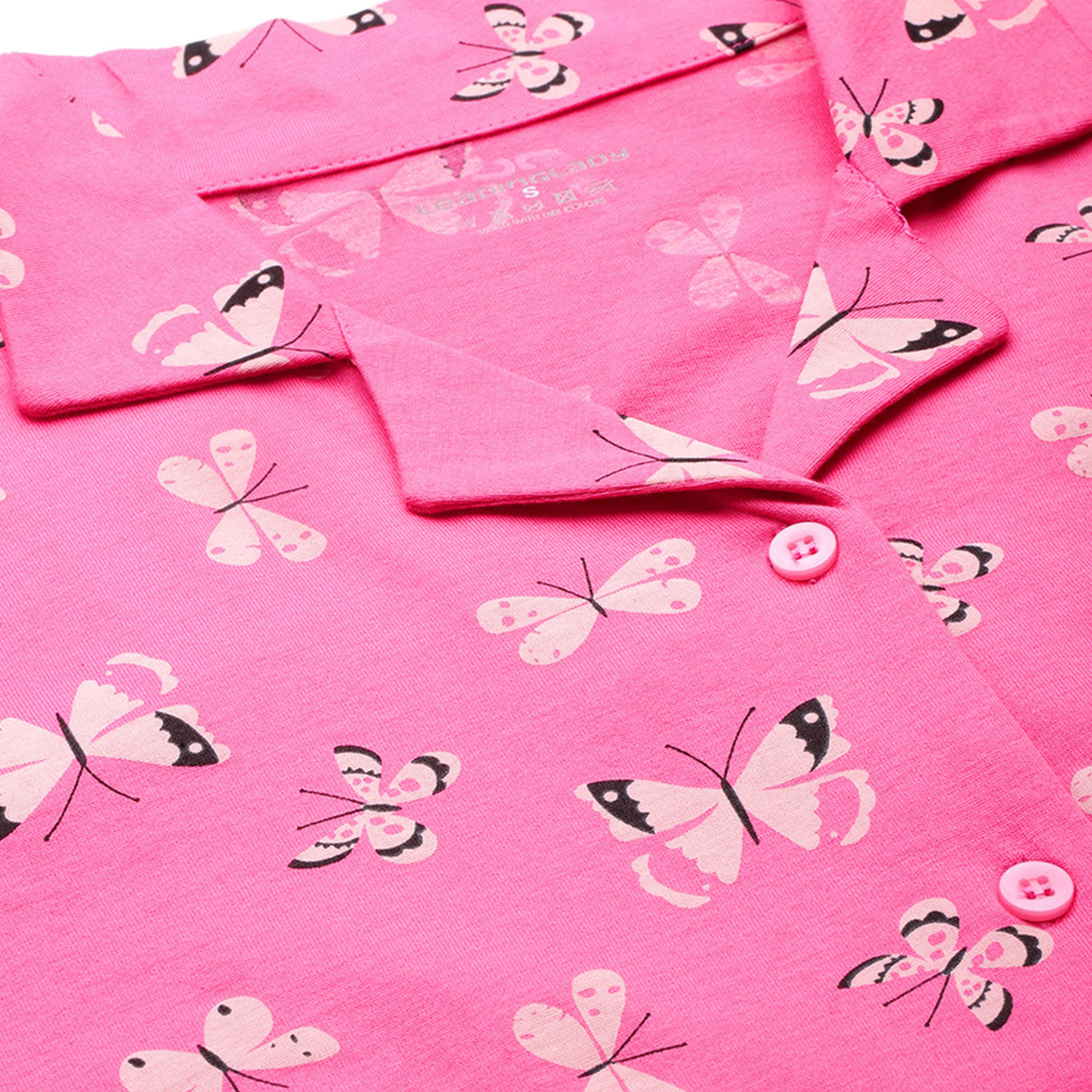 Leading Lady X Styli Butterfly Print Cotton Shirt and Pyjama Set-women-clothing-nightwear-pyjamas-longsets-image-4