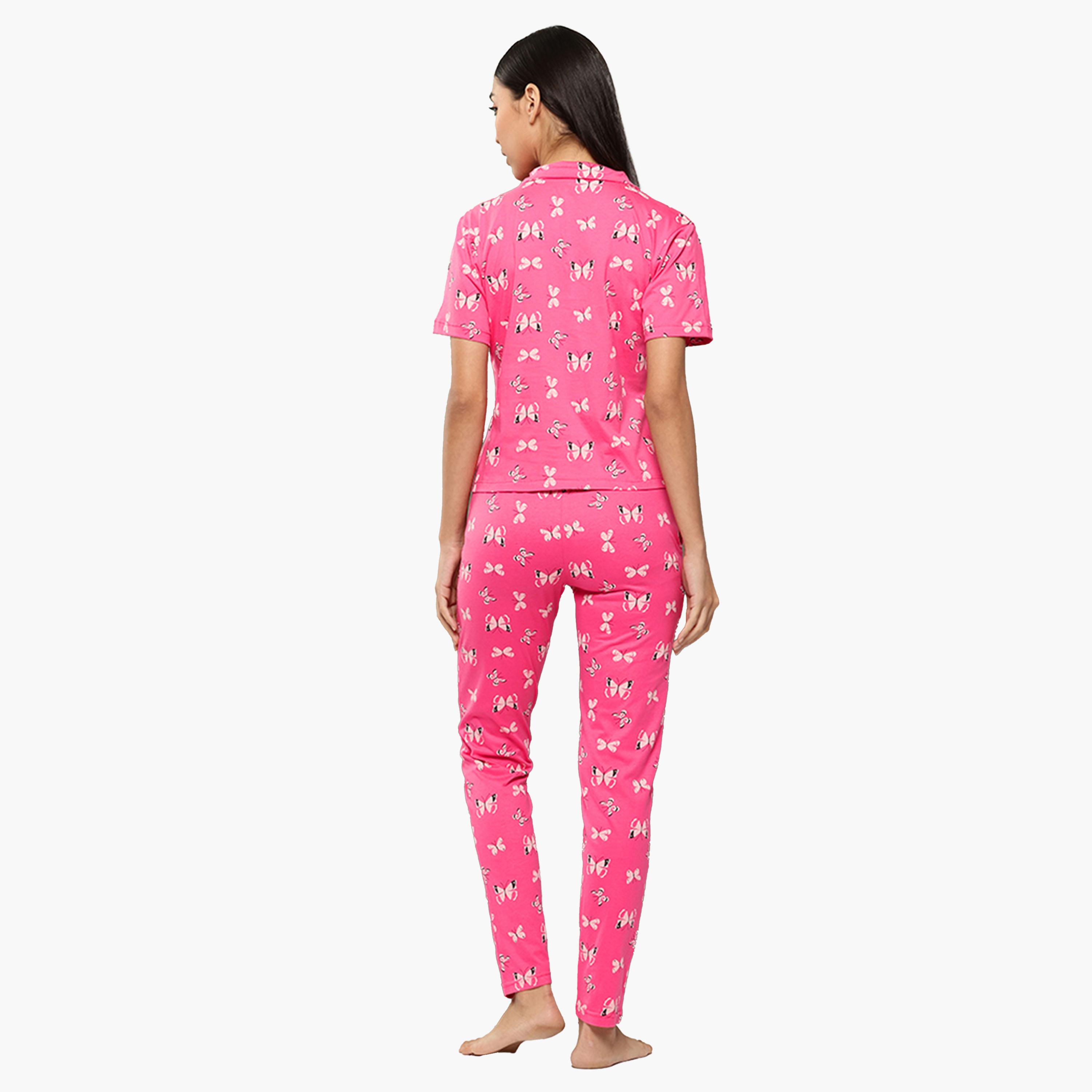 Leading Lady X Styli Butterfly Print Cotton Shirt and Pyjama Set-women-clothing-nightwear-pyjamas-longsets-image-5