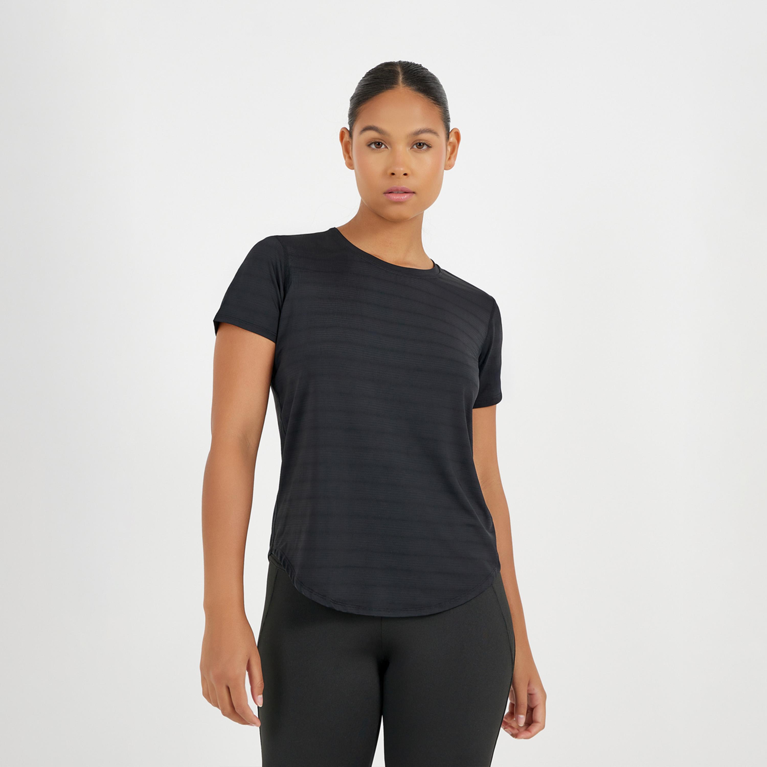 Styli Textured Curved Hem Short Sleeve Top-sports-women-clothing-tshirtsandvests-image-1