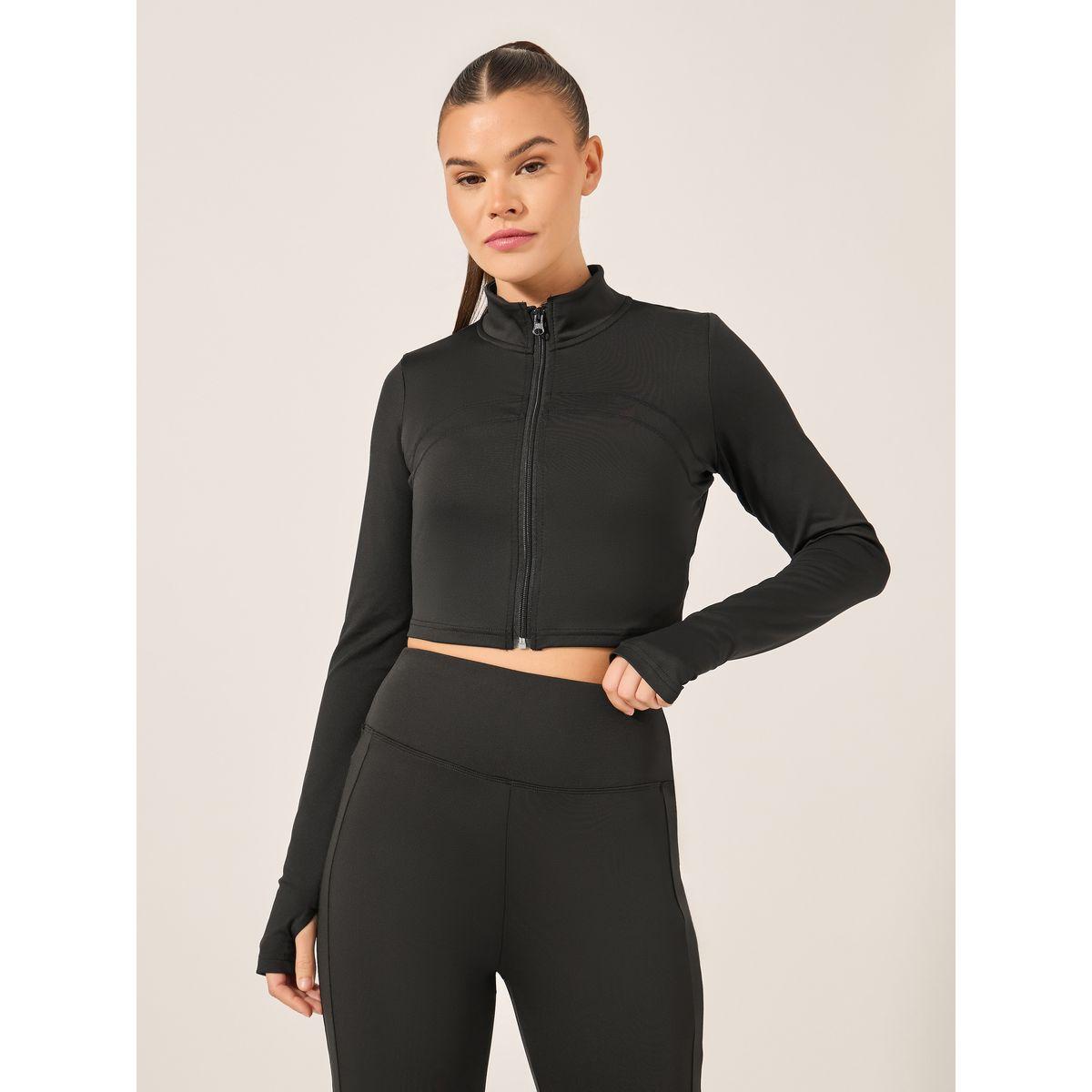 مجموعة من ليقنز وجاكيت سادة قصير-women-clothing-sportswearandactivewear-trackpantsandtracksuits-image-2