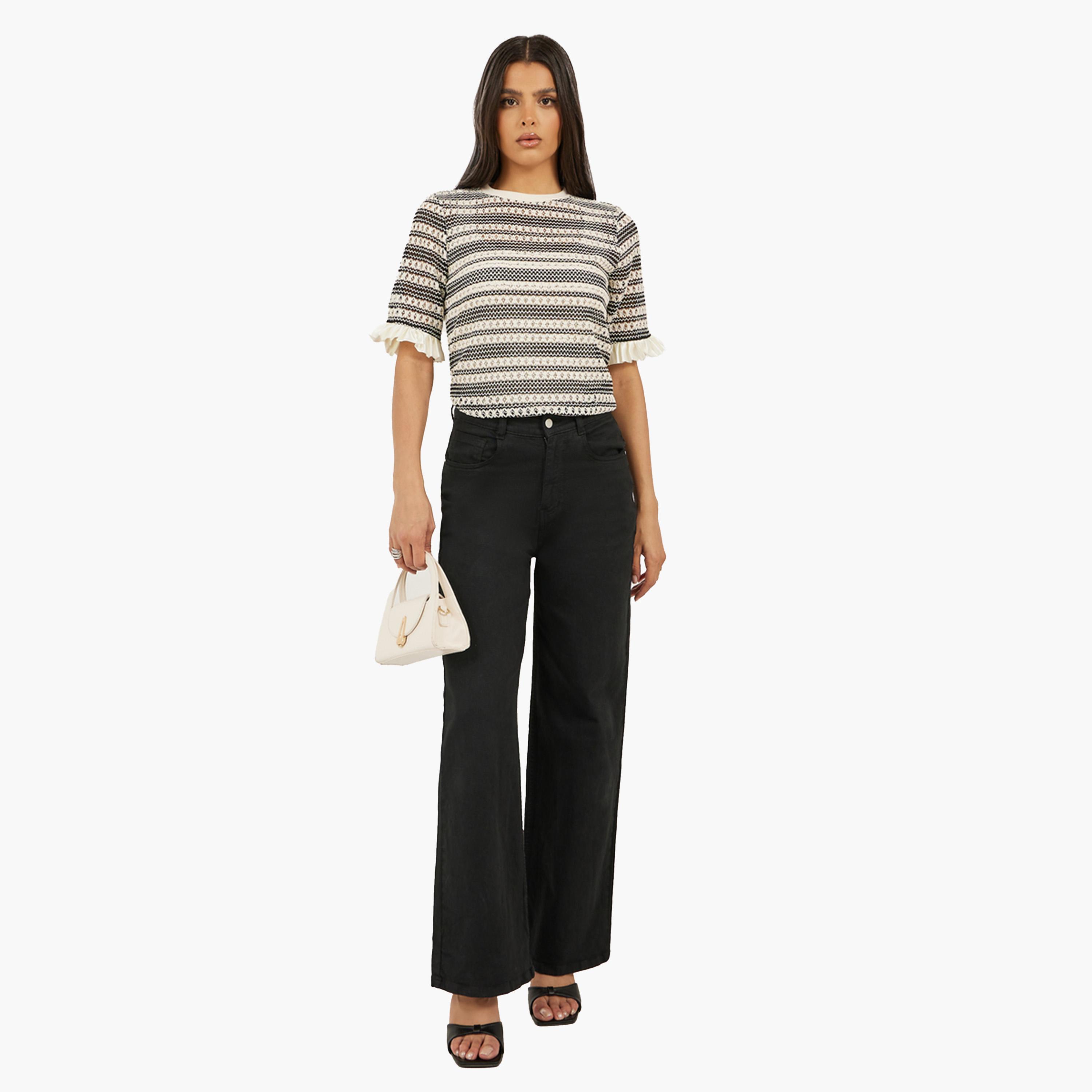 Styli Ruffled Edge Sleeve Round Neck Regular Fit T-Shirt-women-clothing-tshirts-image-3
