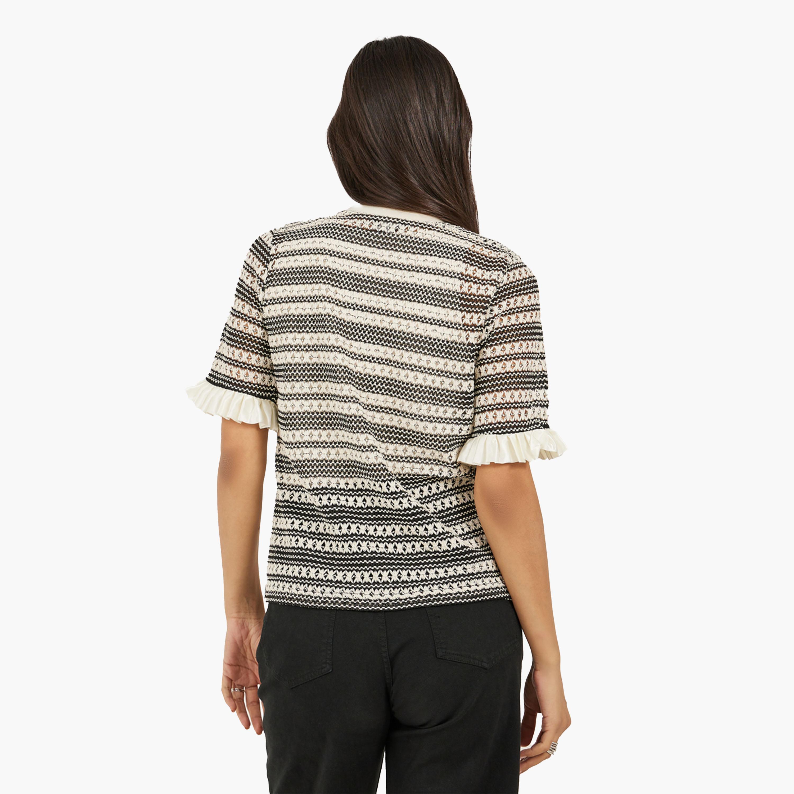 Styli Ruffled Edge Sleeve Round Neck Regular Fit T-Shirt-women-clothing-tshirts-image-5