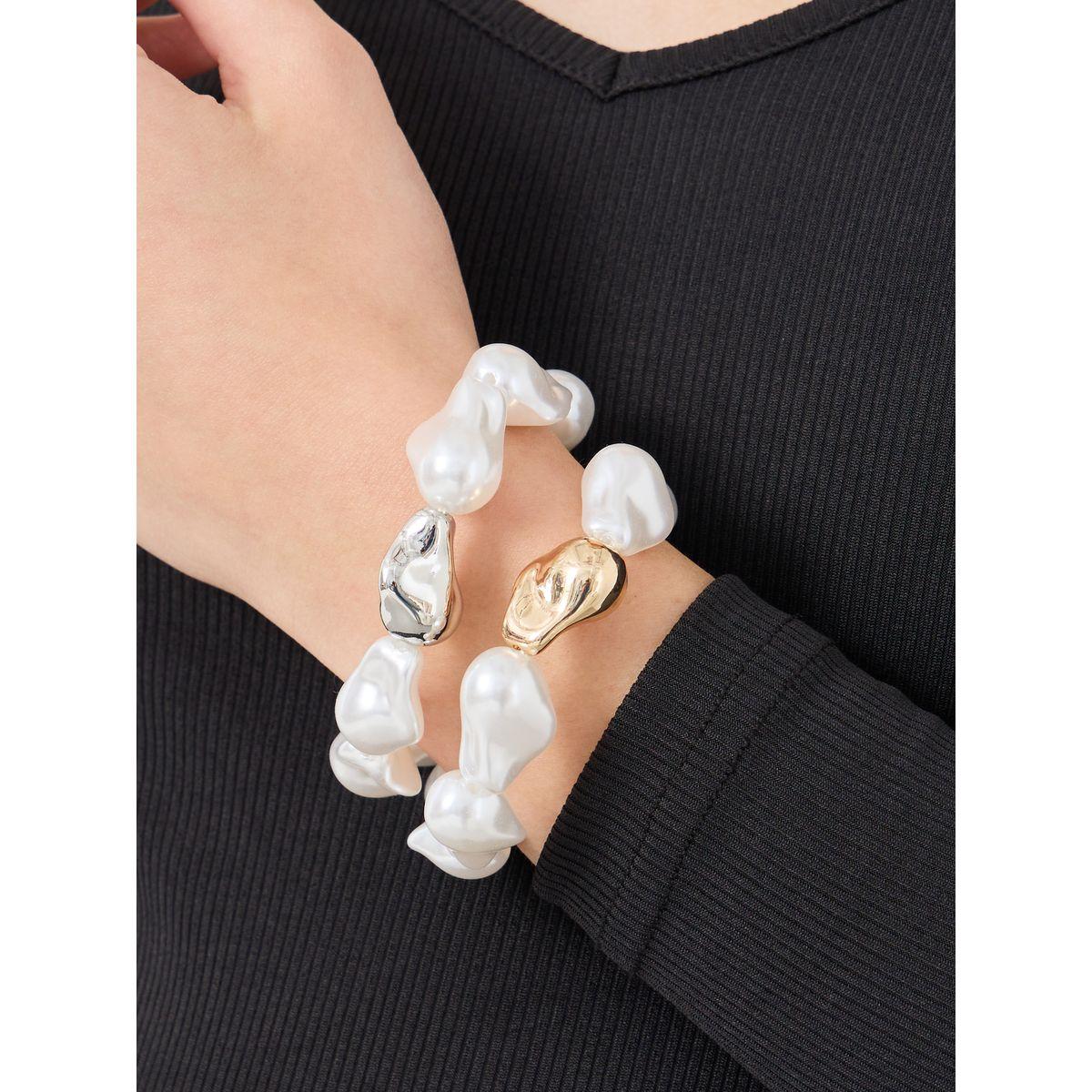 Styli Set of 2 - Faux Pearl Beaded Bracelet-women-watchesandjewellery-jewellery-banglesandbracelets-image-1