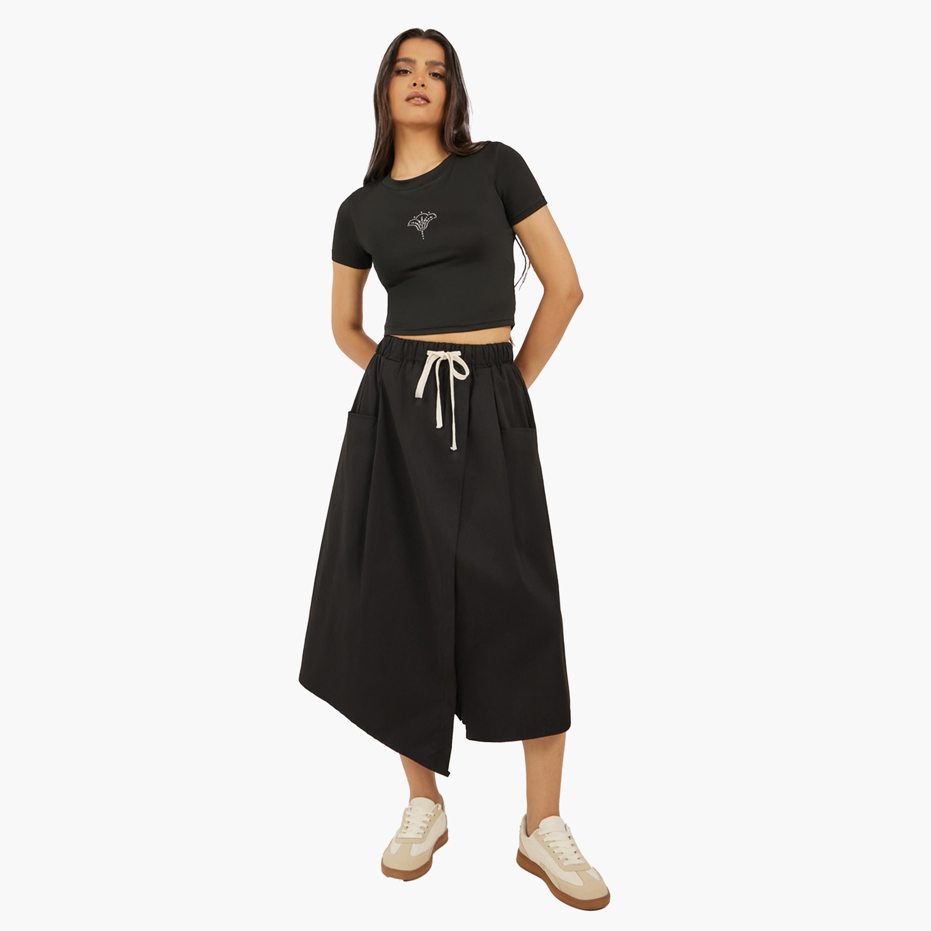 Styli Rhinestone Embellished Cropped Fitted T-Shirt-women-clothing-tshirts-image-2