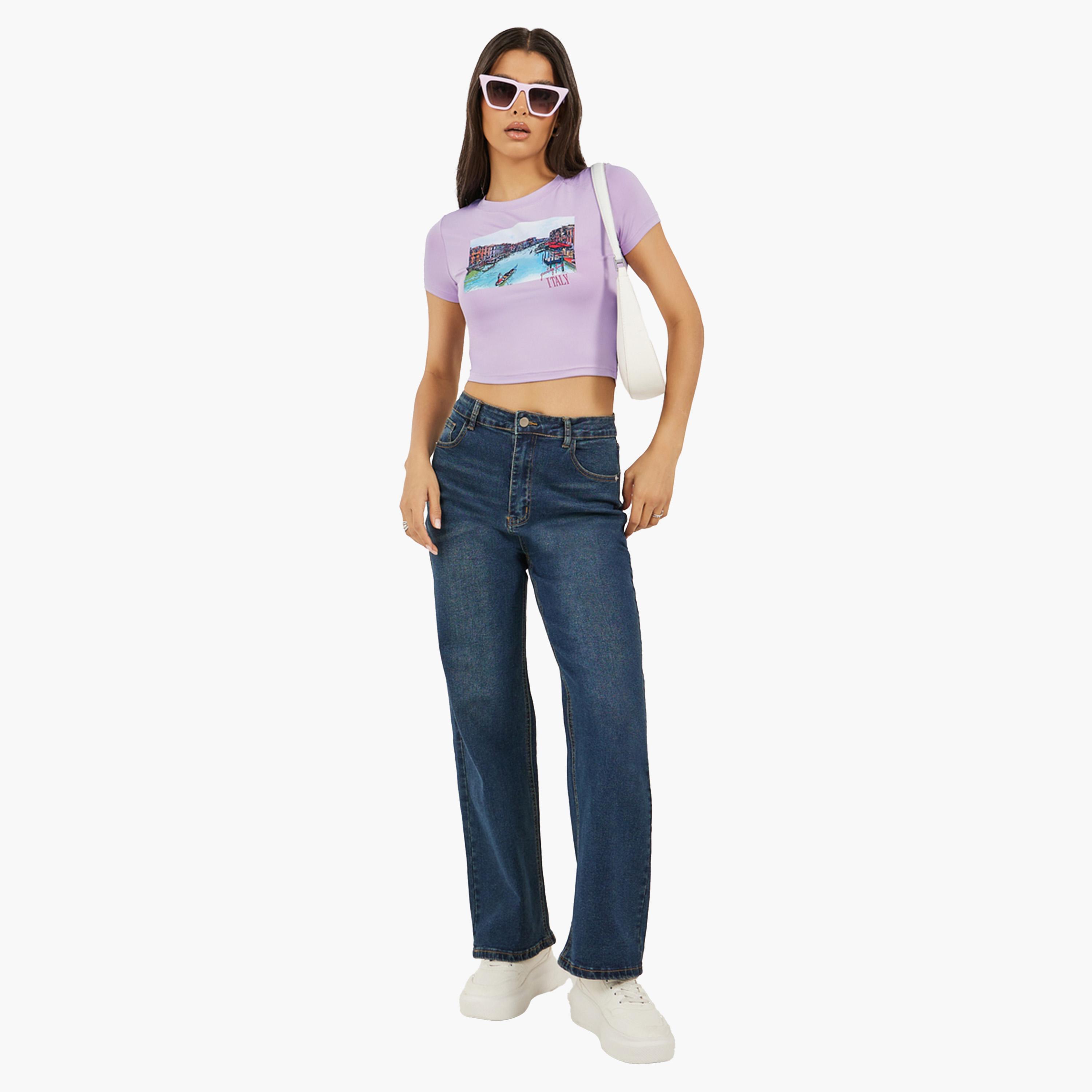 Styli Sceneric Graphic Print Cropped Fitted T-Shirt-women-clothing-tshirts-image-2