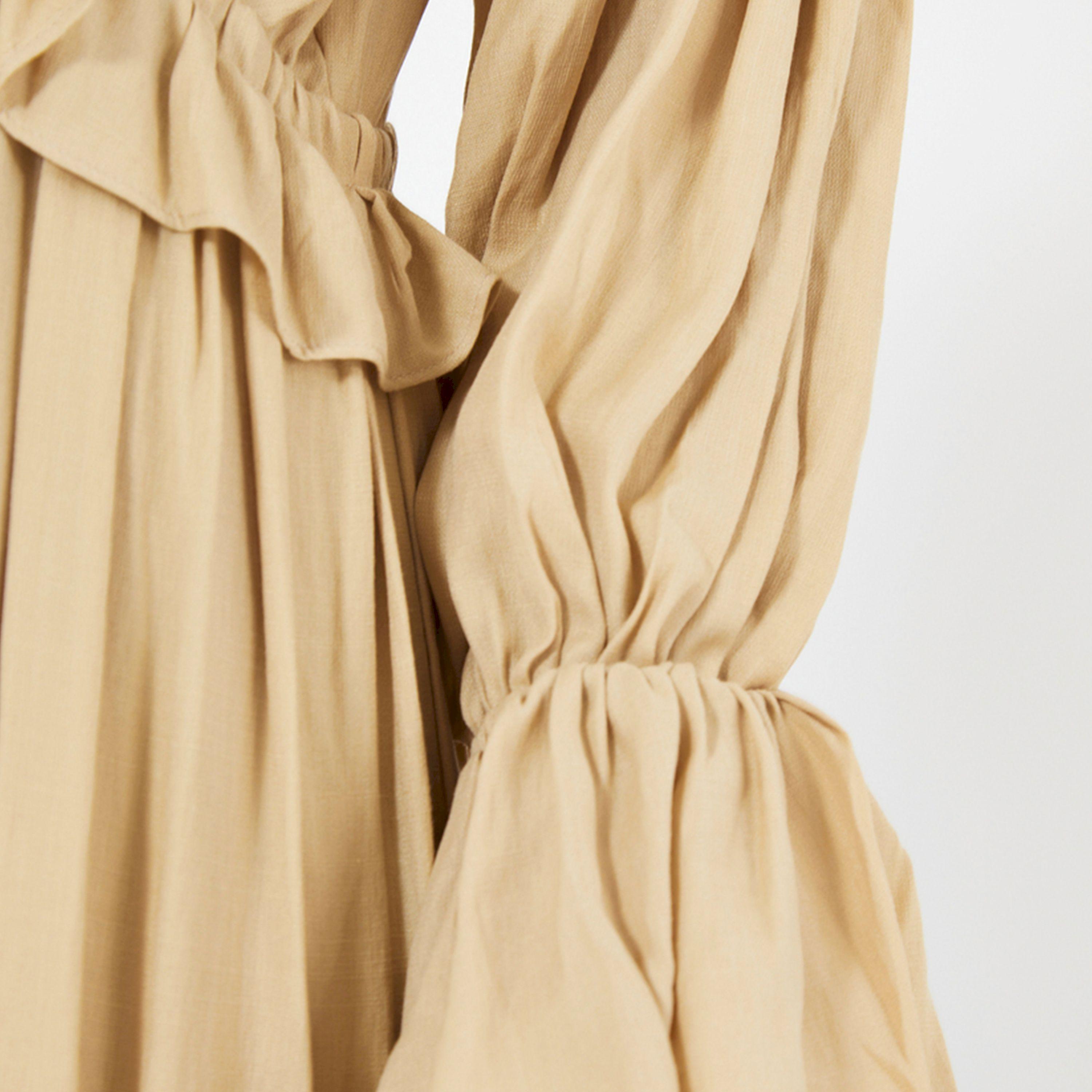 فستان طويل بنمط كتل الالوان وكشكش هاوس أوف مودا × ستايلي-women-clothing-dresses-image-1