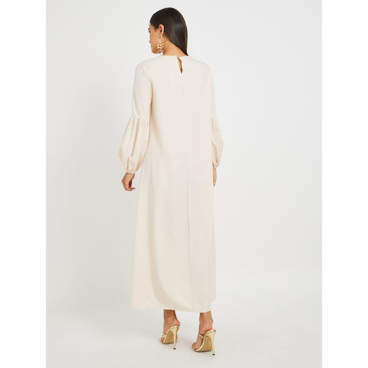 Amirah X Styli Foil Printed Cuffed Sleeves Jalabiya-women-arabicclothing-jalabiyas-image-5