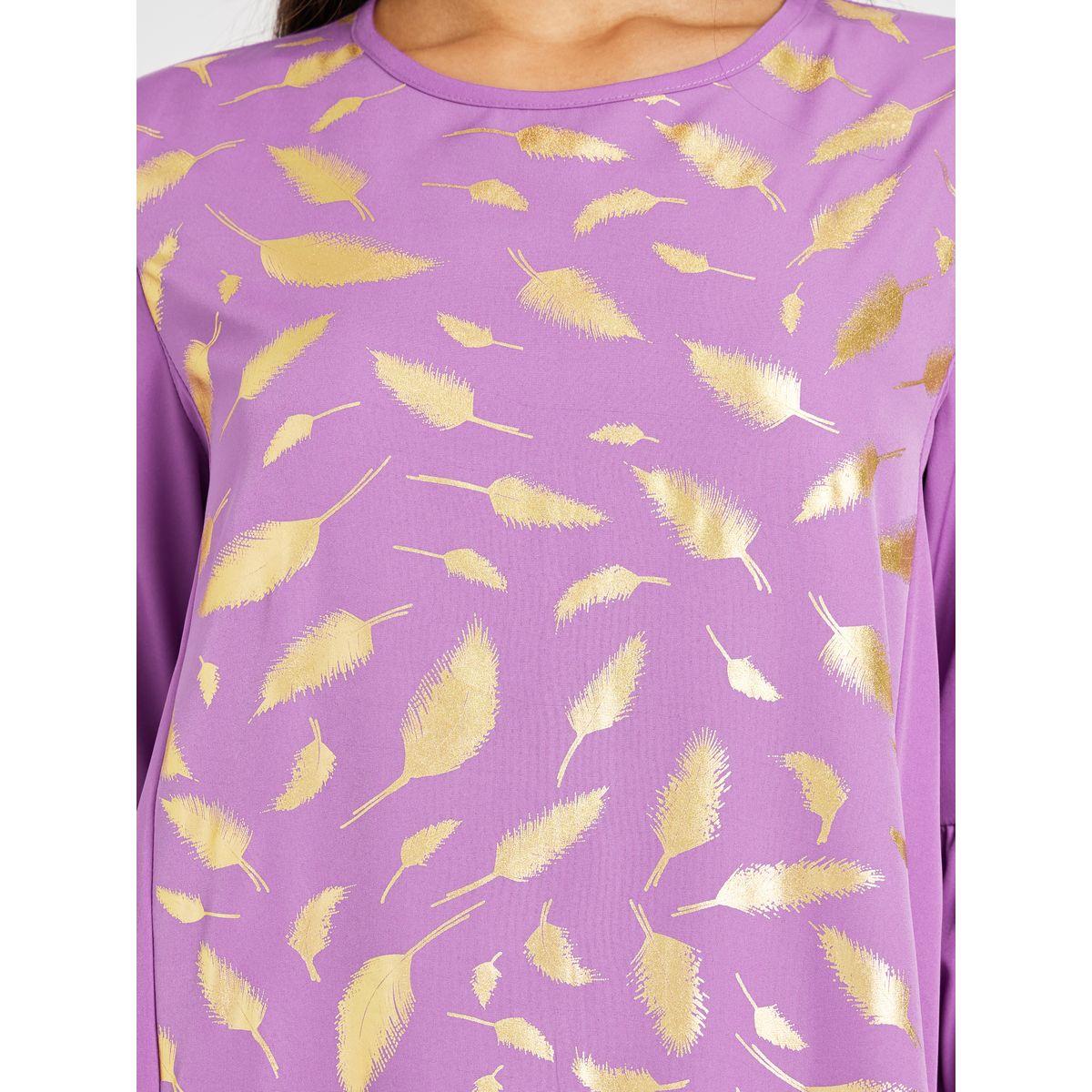 جلابية بطبعة فويل وأكمام بأساور-women-arabicclothing-jalabiyas-image-4