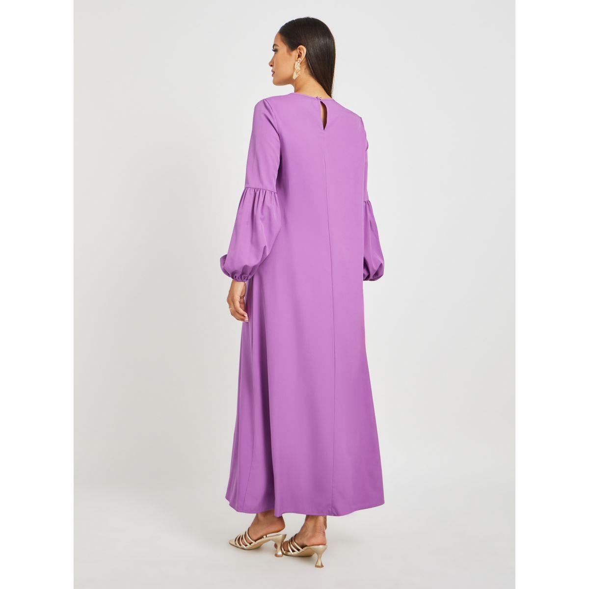 جلابية بطبعة فويل وأكمام بأساور-women-arabicclothing-jalabiyas-image-5