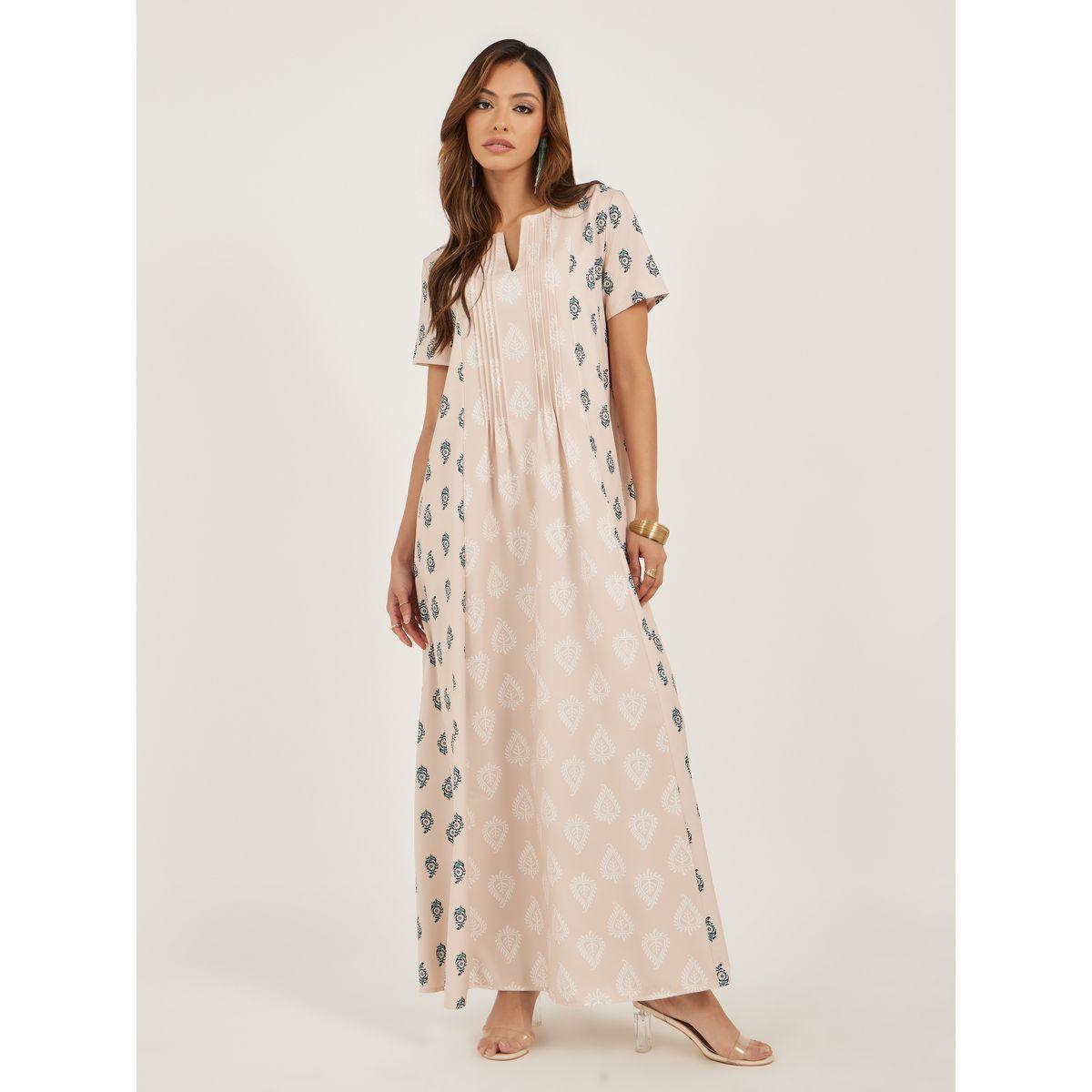 أميرة x ستايلي جلابية مطبعة بالكامل مع أكمام قصيرة-women-arabicclothing-jalabiyas-image-1