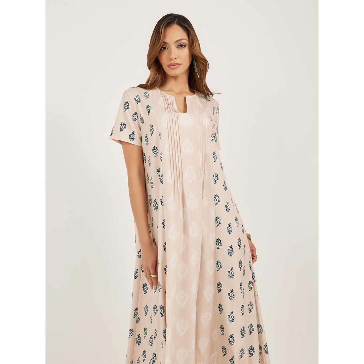 أميرة x ستايلي جلابية مطبعة بالكامل مع أكمام قصيرة-women-arabicclothing-jalabiyas-image-2