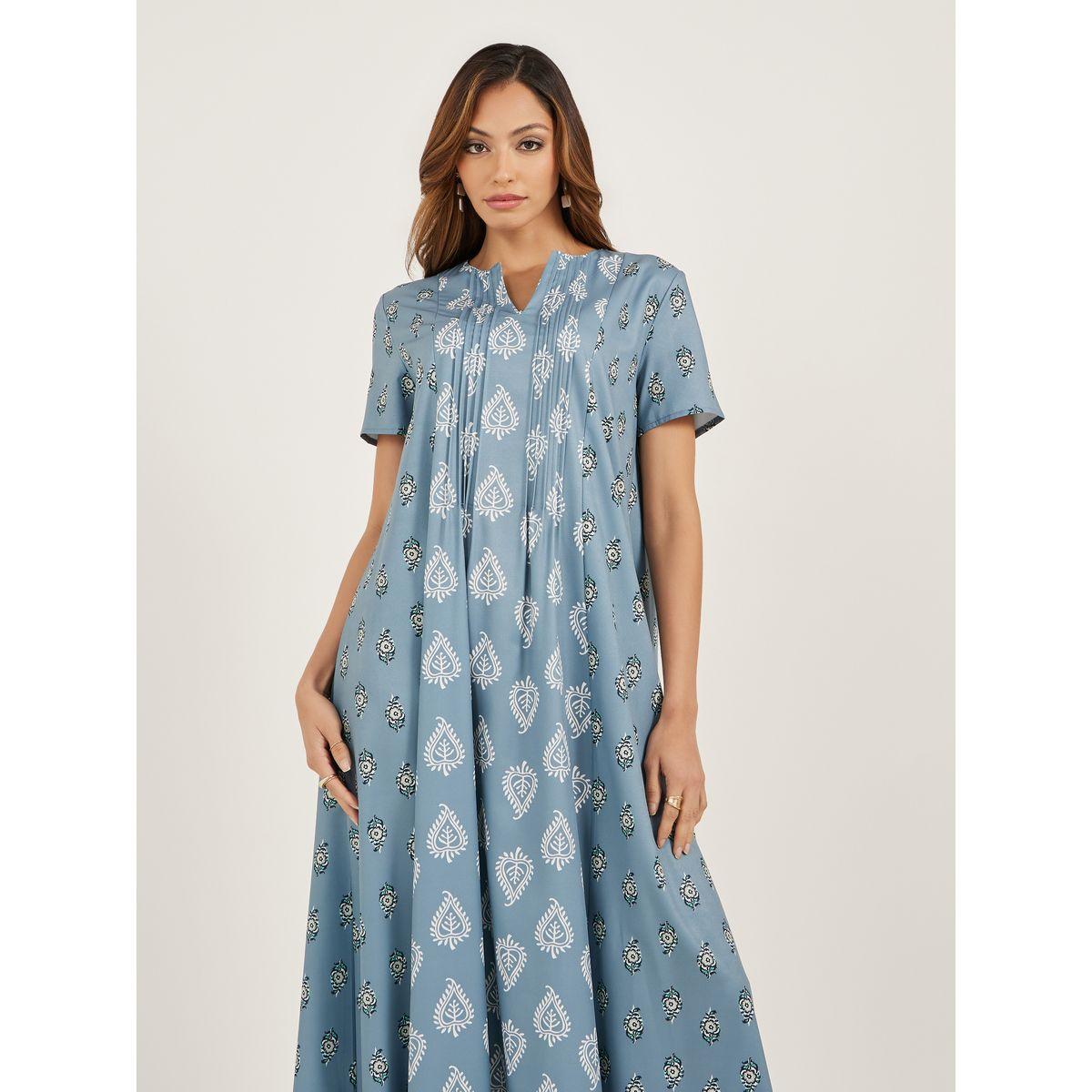 جلابية مطبعة بالكامل مع أكمام قصيرة-women-arabicclothing-jalabiyas-image-3