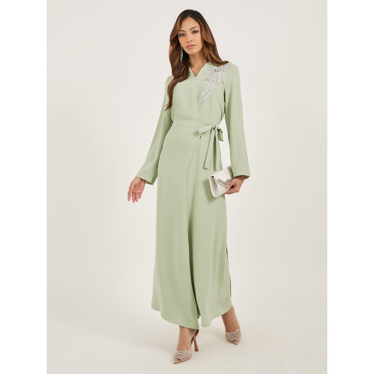 أميرة x ستايلي جلابية طويلة بتفاصيل دانتيل-women-arabicclothing-jalabiyas-image-1
