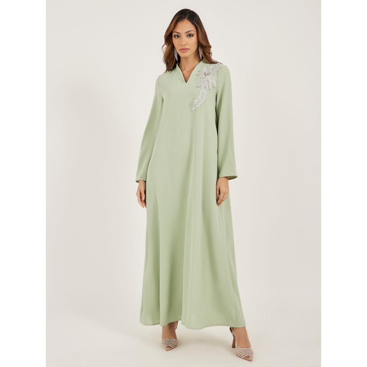 أميرة x ستايلي جلابية طويلة بتفاصيل دانتيل-women-arabicclothing-jalabiyas-image-2