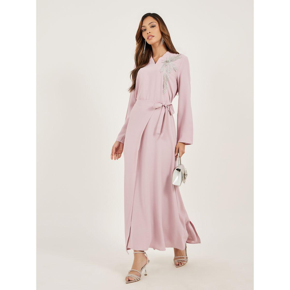 جلابية طويلة بتفاصيل دانتيل-women-arabicclothing-jalabiyas-image-1