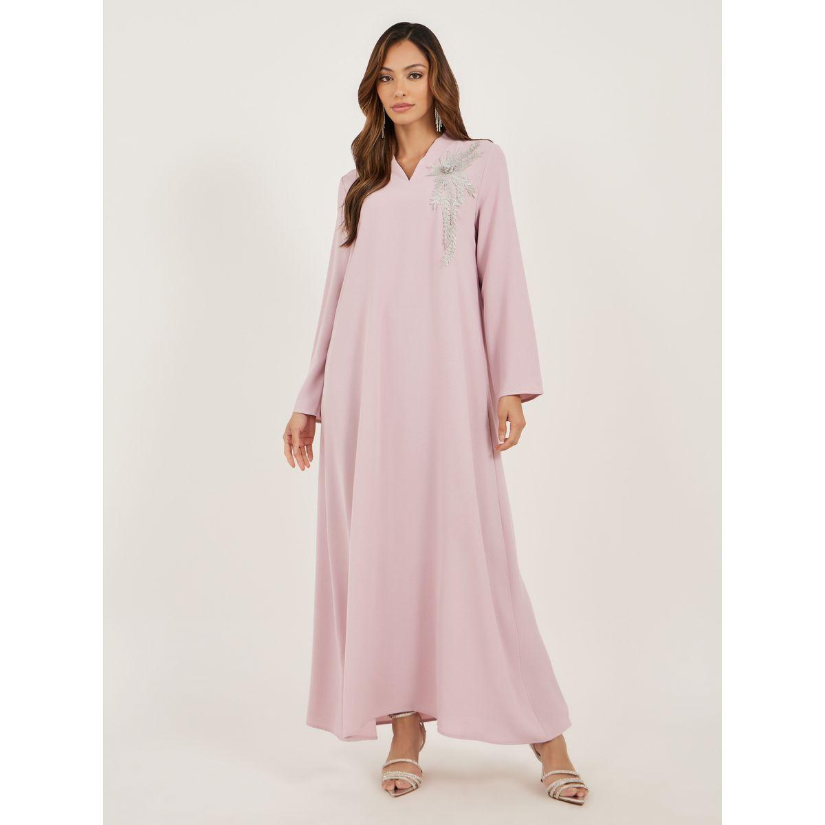 جلابية طويلة بتفاصيل دانتيل-women-arabicclothing-jalabiyas-image-3