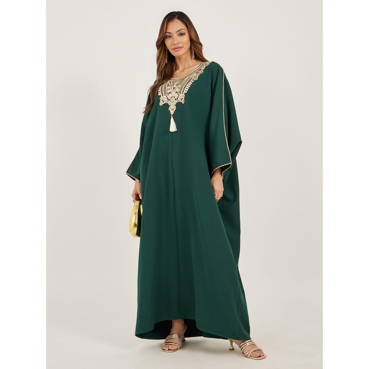 Styli Lace Detail Round Neck Kaftan-women-arabicclothing-kaftan-image-2
