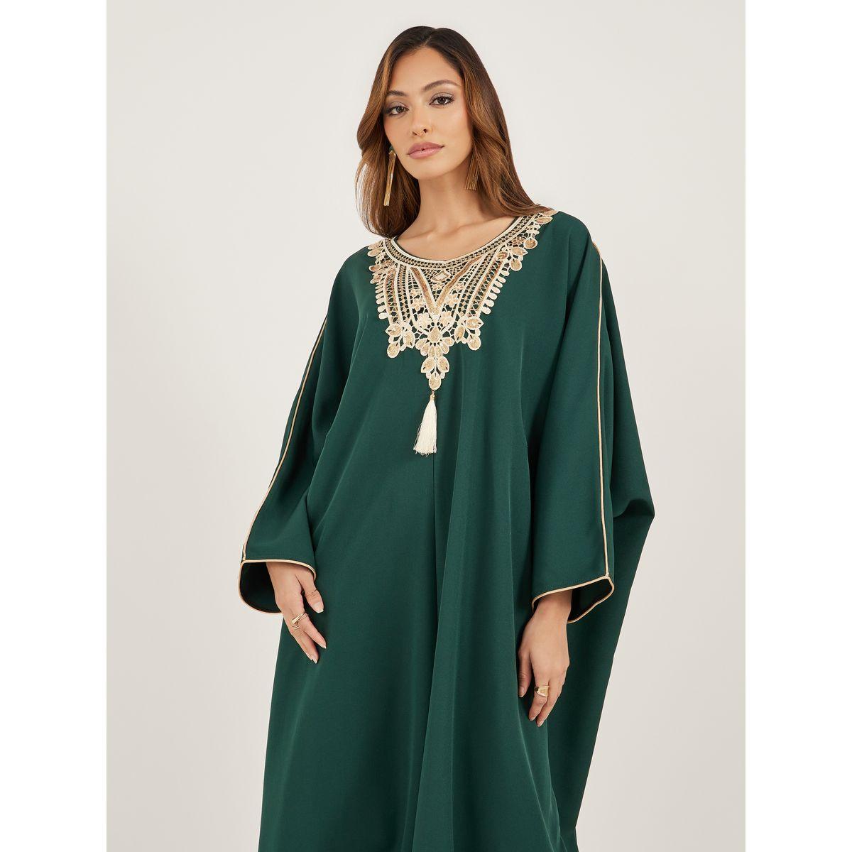 Styli Lace Detail Round Neck Kaftan-women-arabicclothing-kaftan-image-3