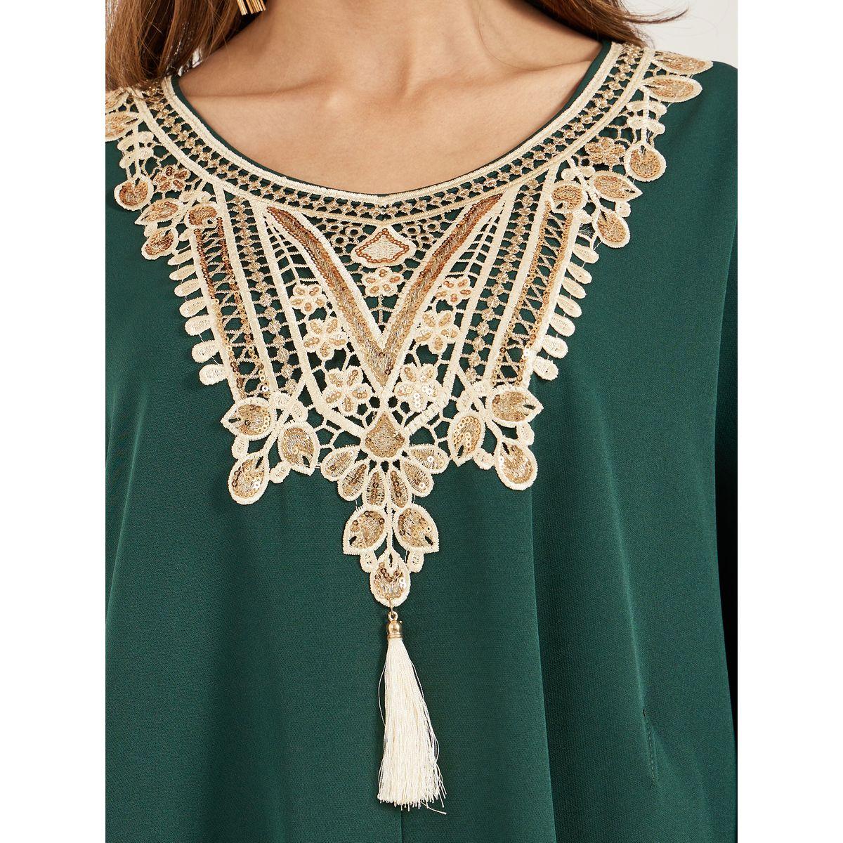 Styli Lace Detail Round Neck Kaftan-women-arabicclothing-kaftan-image-4