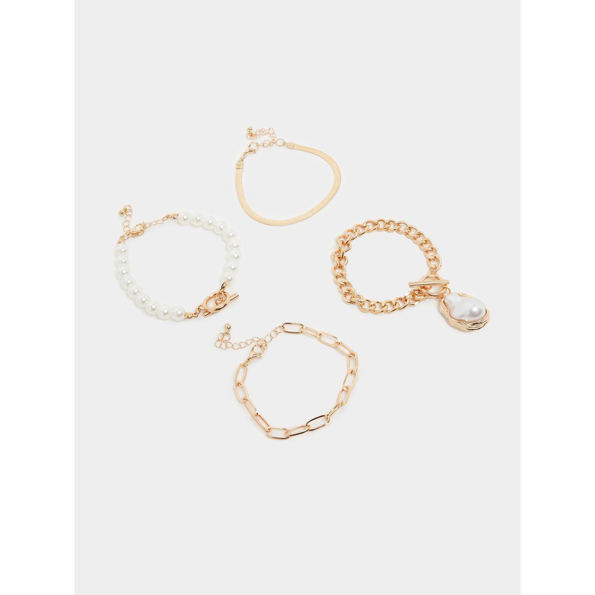 Styli Set of 4 - Faux Pearl and Link Chain Bracelet-women-watchesandjewellery-jewellery-banglesandbracelets-image-2