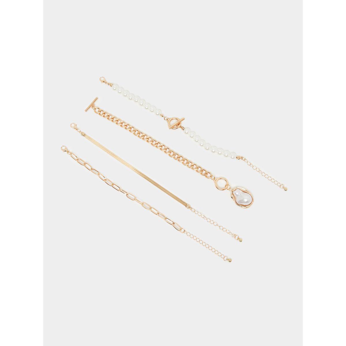 Styli Set of 4 - Faux Pearl and Link Chain Bracelet-women-watchesandjewellery-jewellery-banglesandbracelets-image-3