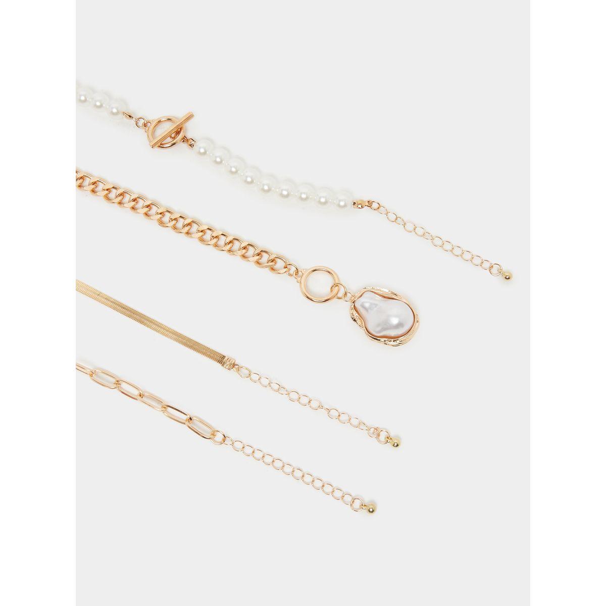 Styli Set of 4 - Faux Pearl and Link Chain Bracelet-women-watchesandjewellery-jewellery-banglesandbracelets-image-4