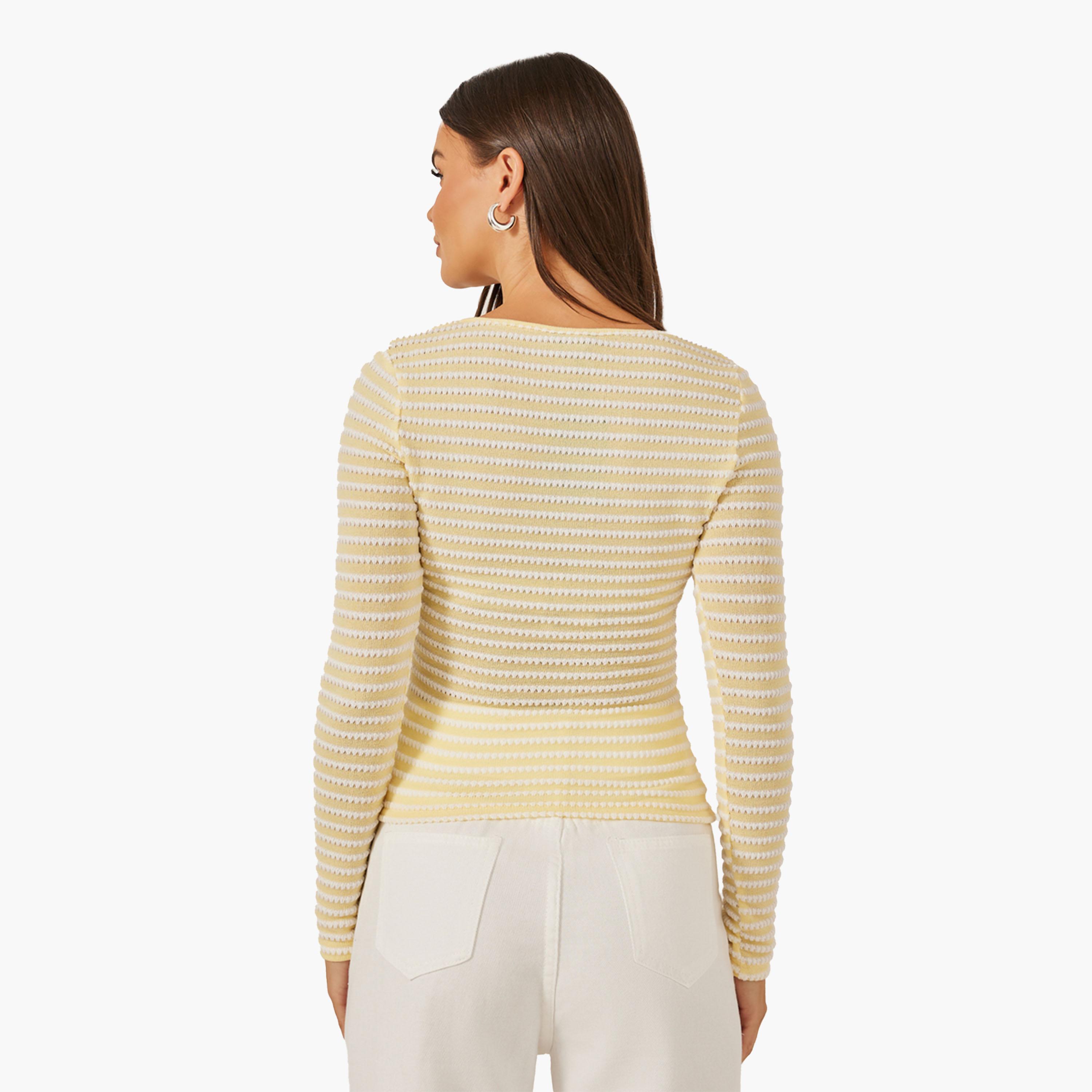 ستايلي - تي شيرت ملائم للجسم بأكمام طويلة ورقبة مربعة-women-clothing-tshirts-image-5