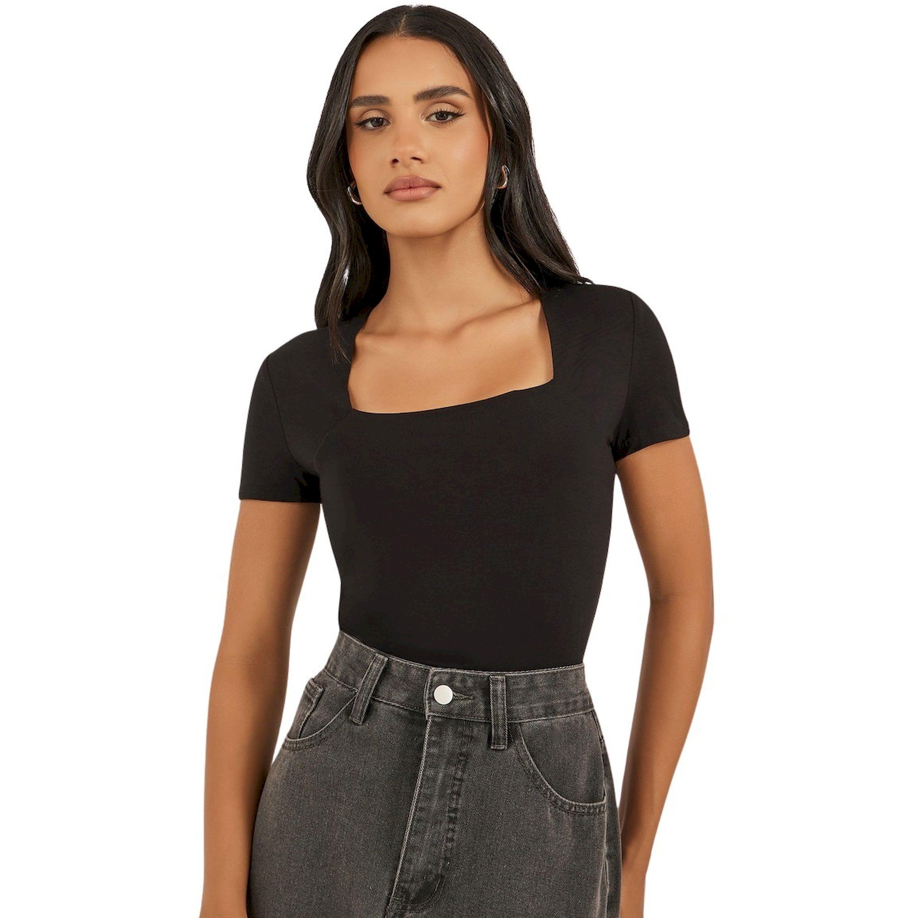 ستايلي -  تي شيرت سادة برقبة مربعة وأكمام قصيرة-women-clothing-tshirts-image-1