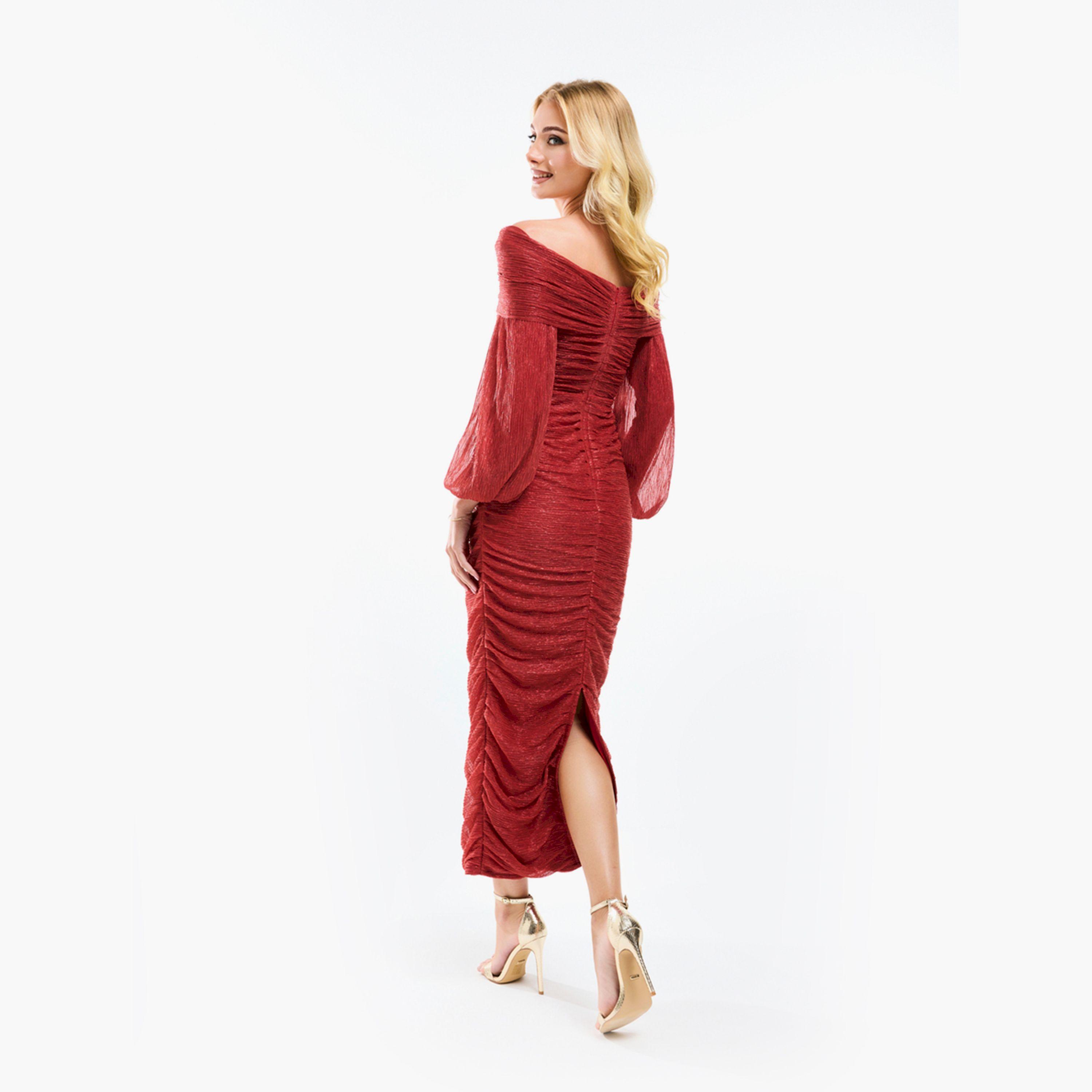 House of Moda X Styli  Bardot Neck Ruched Bodycon Maxi Dress-women-clothing-dresses-image-10