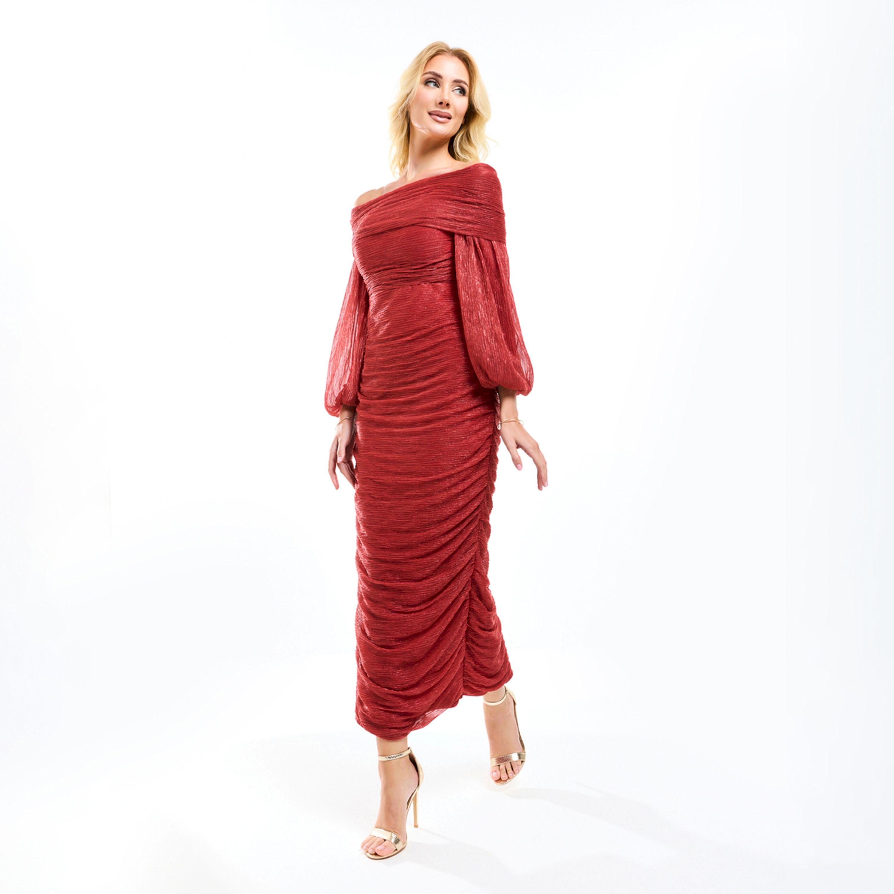 House of Moda X Styli  Bardot Neck Ruched Bodycon Maxi Dress-women-clothing-dresses-image-13