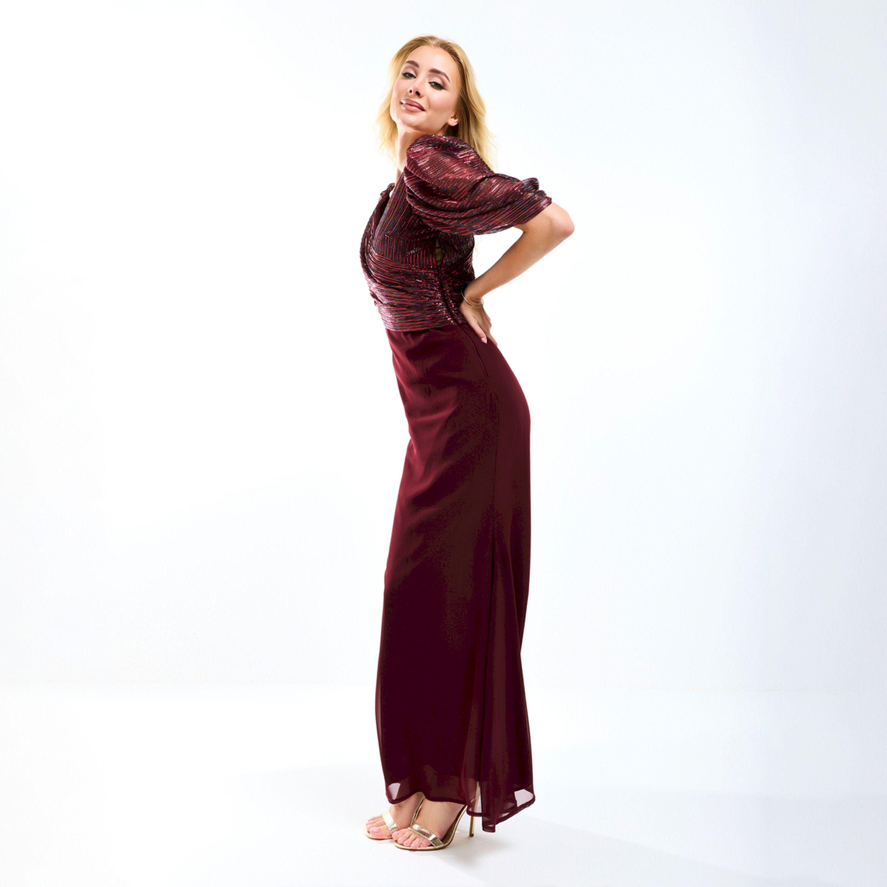 House of Moda X Styli  Wrap Over Draped Puff Sleeves A-Line Maxi Dress-women-clothing-dresses-image-13