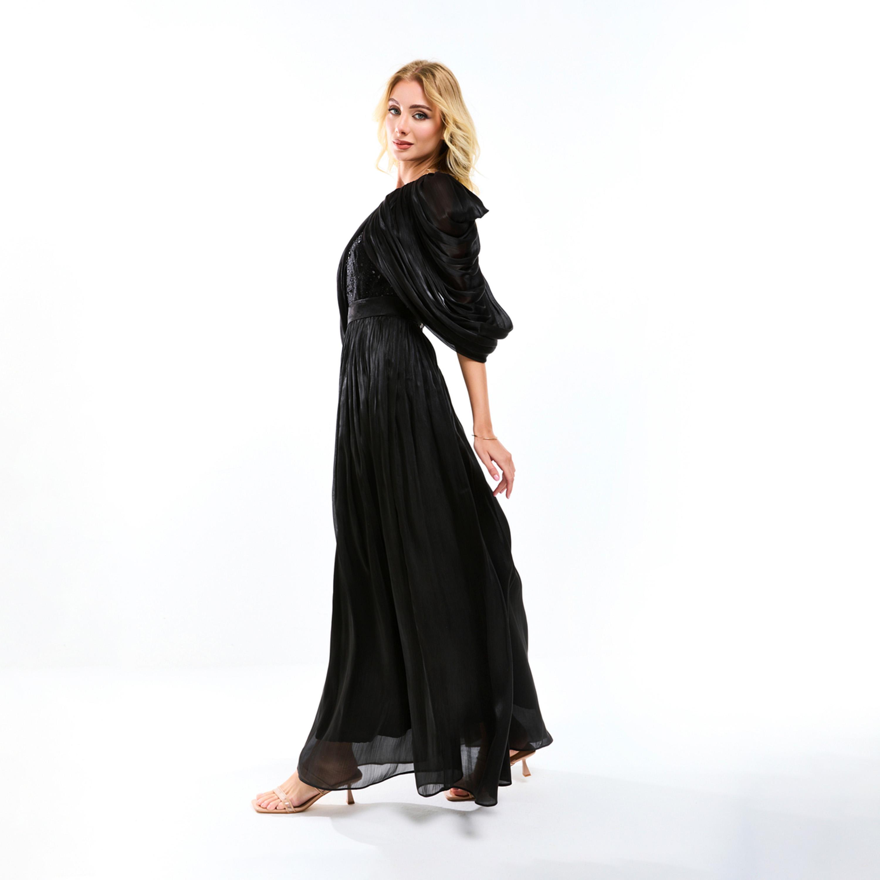 فستان طويل بحافة واسعة وأكمام كيب هاوس أوف مودا × ستايلي-women-clothing-dresses-image-4