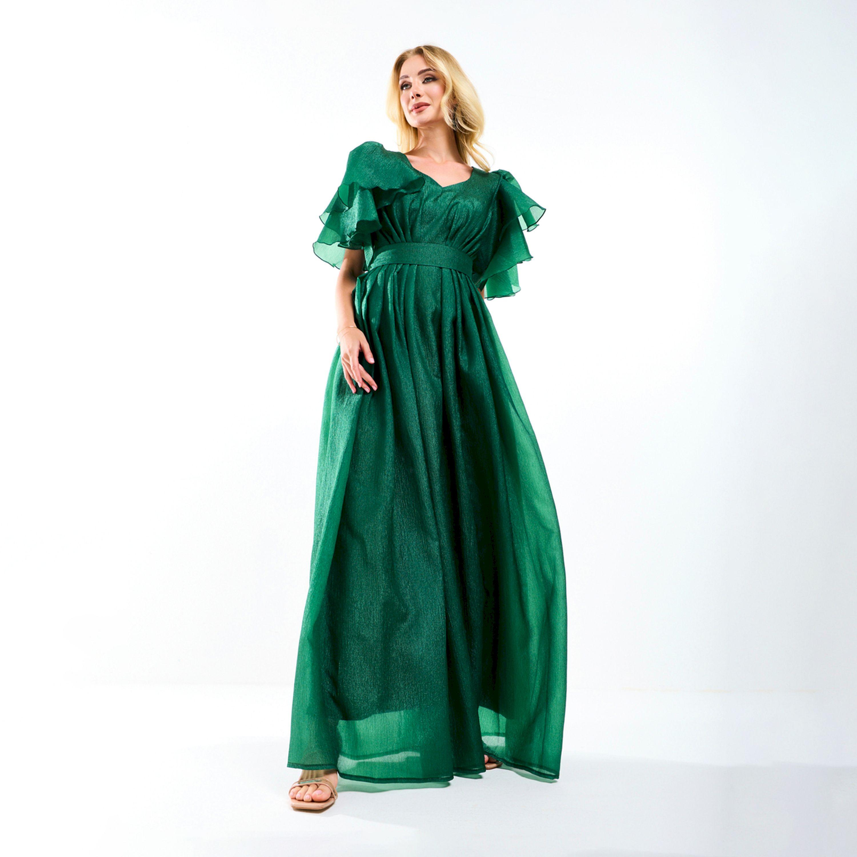 فستان طويل مزين بكسرات وأكمام فلونس هاوس أوف مودا × ستايلي-women-clothing-dresses-image-6