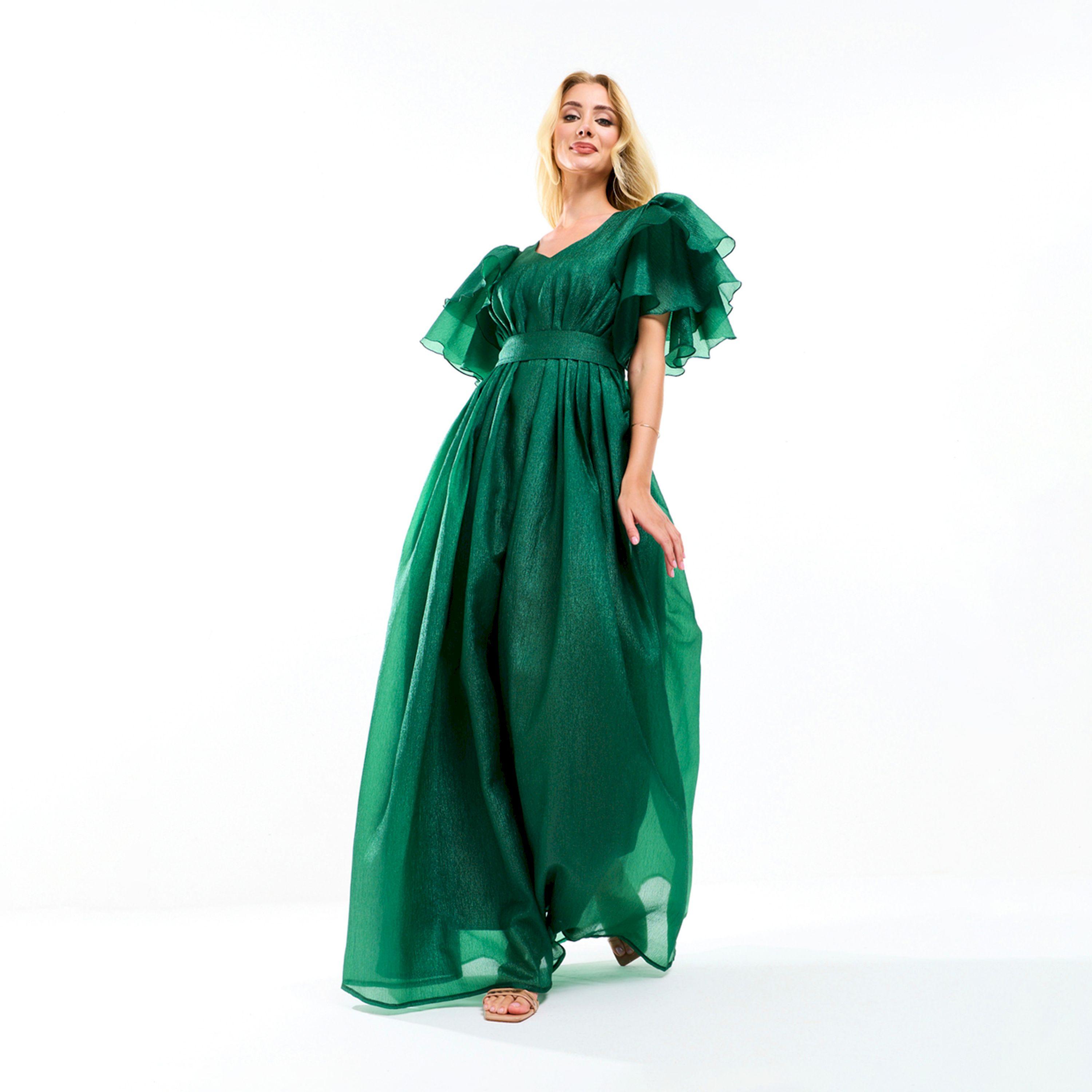 فستان طويل مزين بكسرات وأكمام فلونس هاوس أوف مودا × ستايلي-women-clothing-dresses-image-8