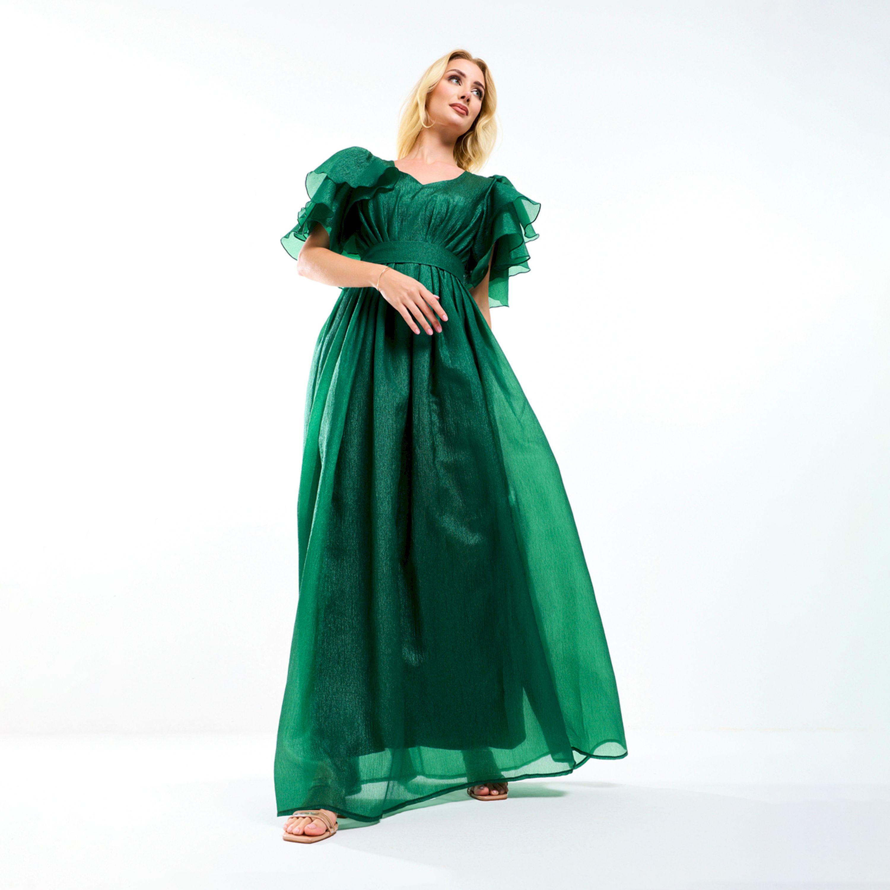 فستان طويل مزين بكسرات وأكمام فلونس هاوس أوف مودا × ستايلي-women-clothing-dresses-image-9