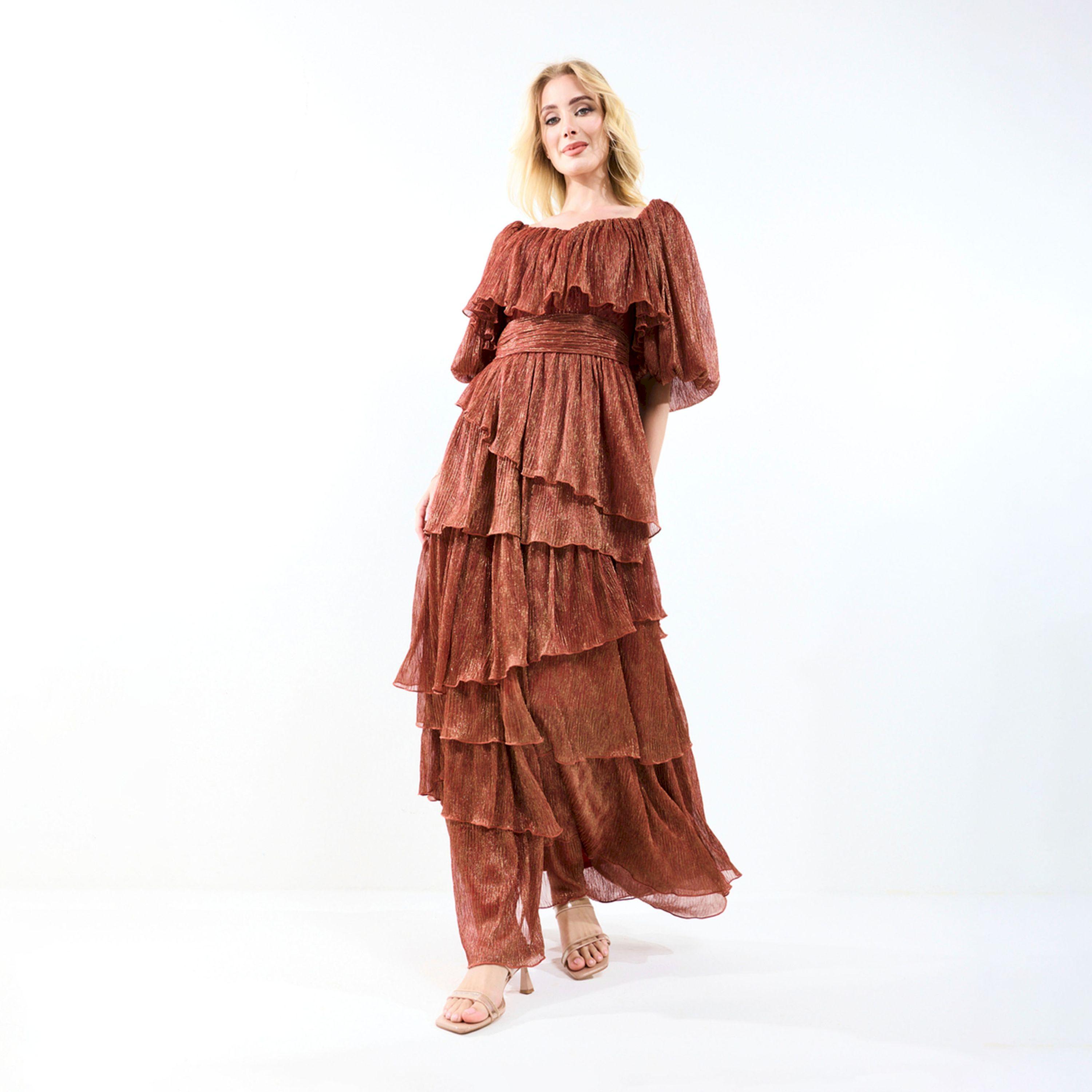 فستان طويل بياقة على شكل قلب وكسرات هاوس أوف مودا × ستايلي-women-clothing-dresses-image-4