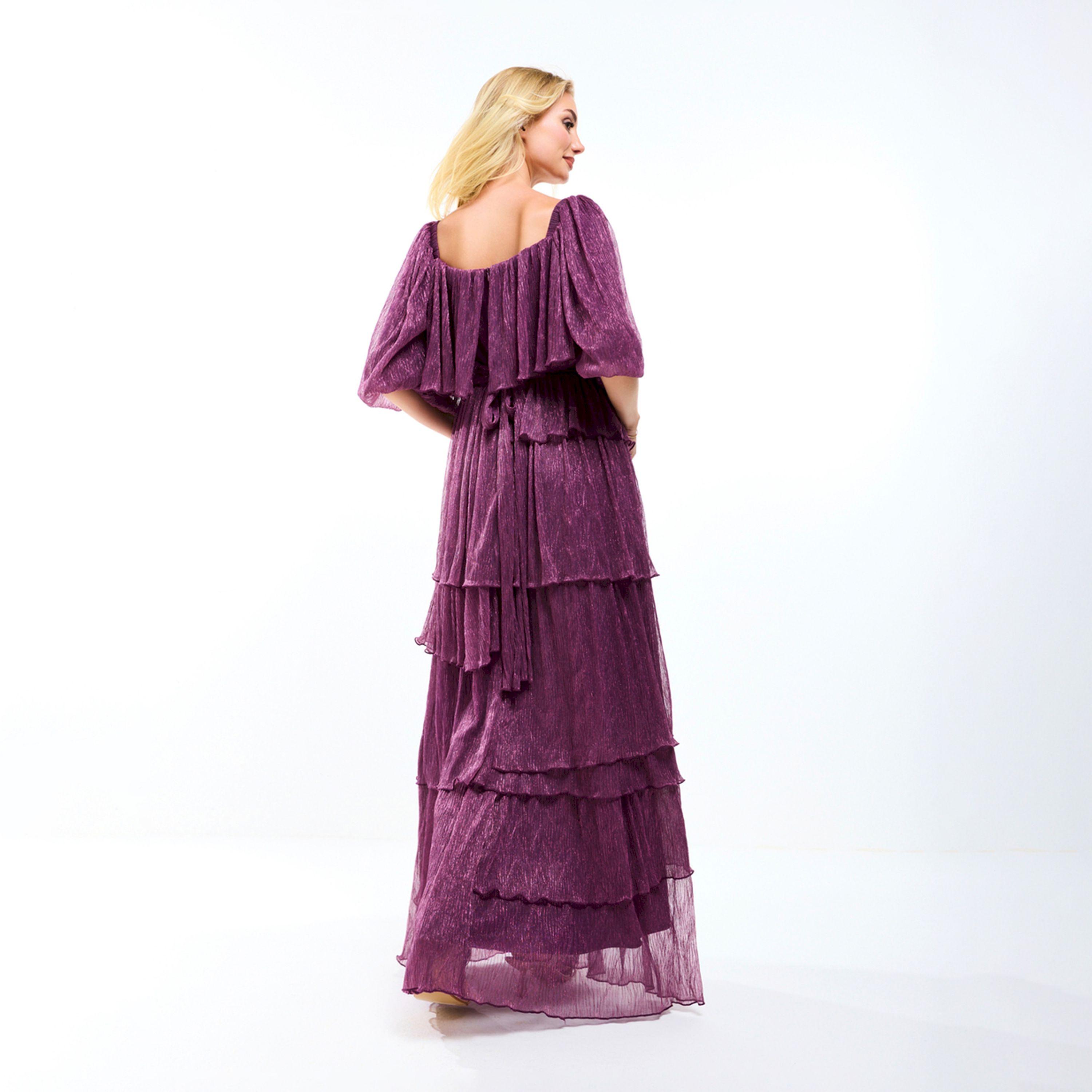 فستان طويل بياقة على شكل قلب وكسرات هاوس أوف مودا × ستايلي-women-clothing-dresses-image-2