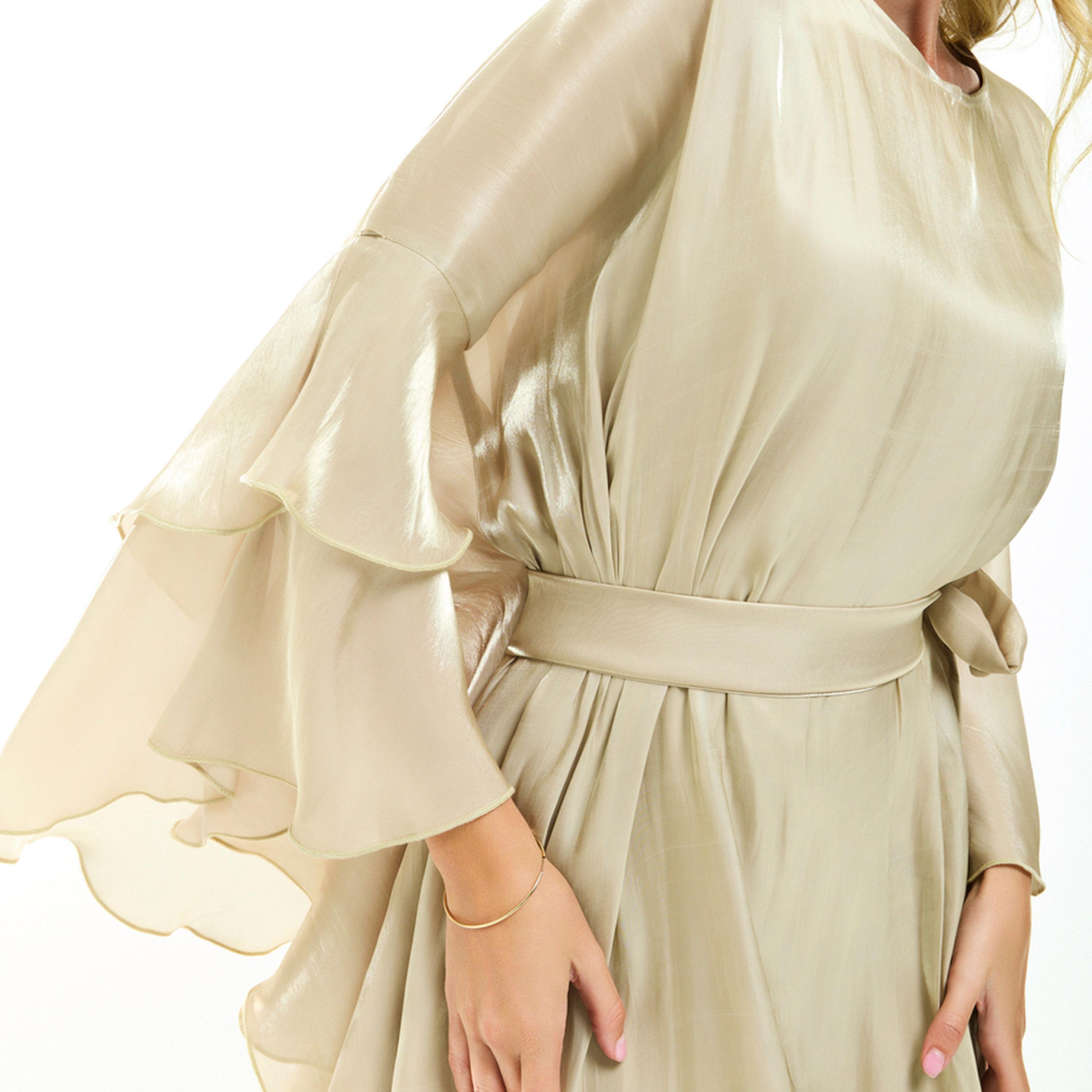 House of Moda X Styli  Asymmetrical Layered A-Line Midi Dress with Tie-Belt-women-clothing-dresses-image-3