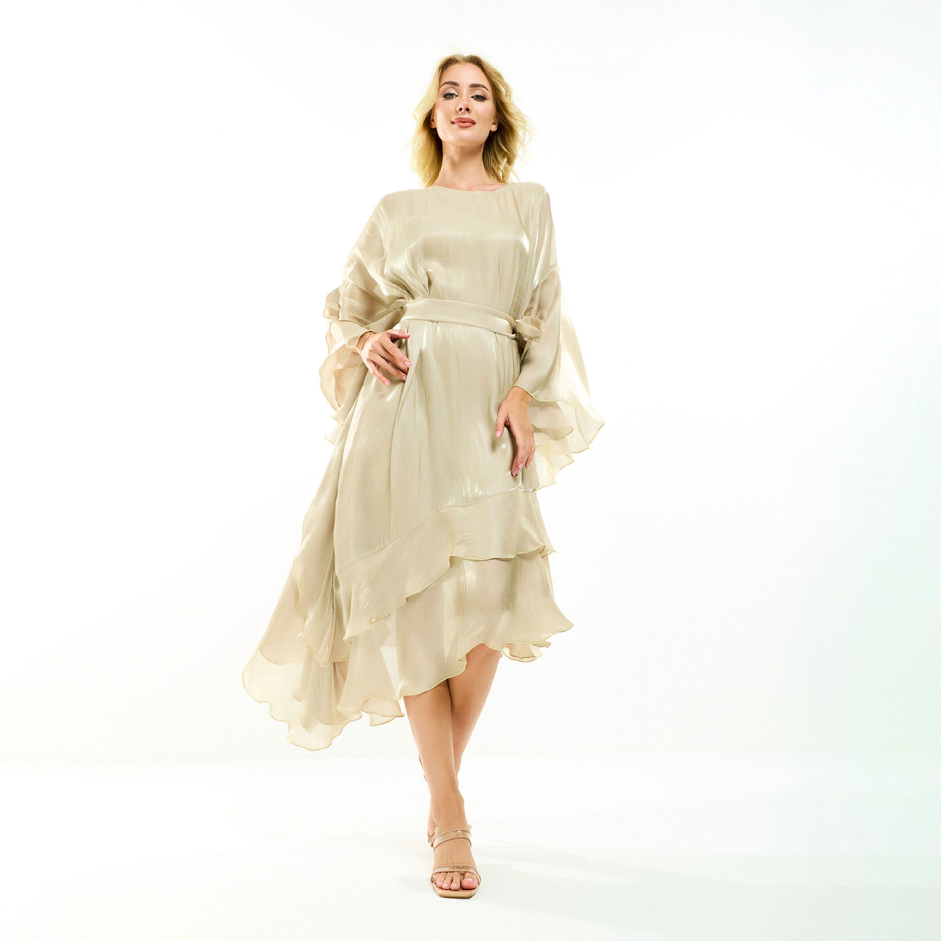House of Moda X Styli  Asymmetrical Layered A-Line Midi Dress with Tie-Belt-women-clothing-dresses-image-7