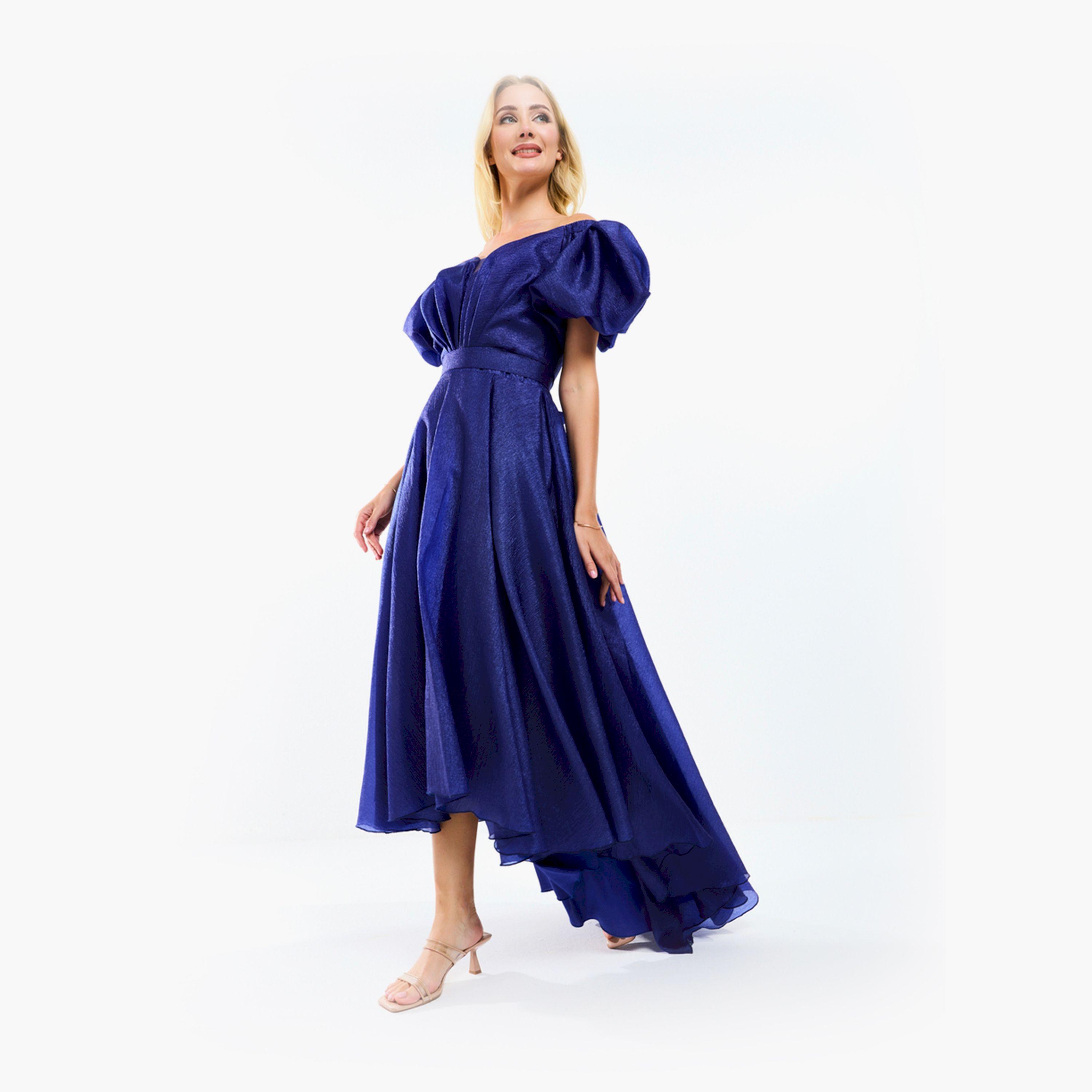 House of Moda X Styli  Off Shoulder Neck High Low Hem Maxi Dress with Tie Belt-women-clothing-dresses-image-10