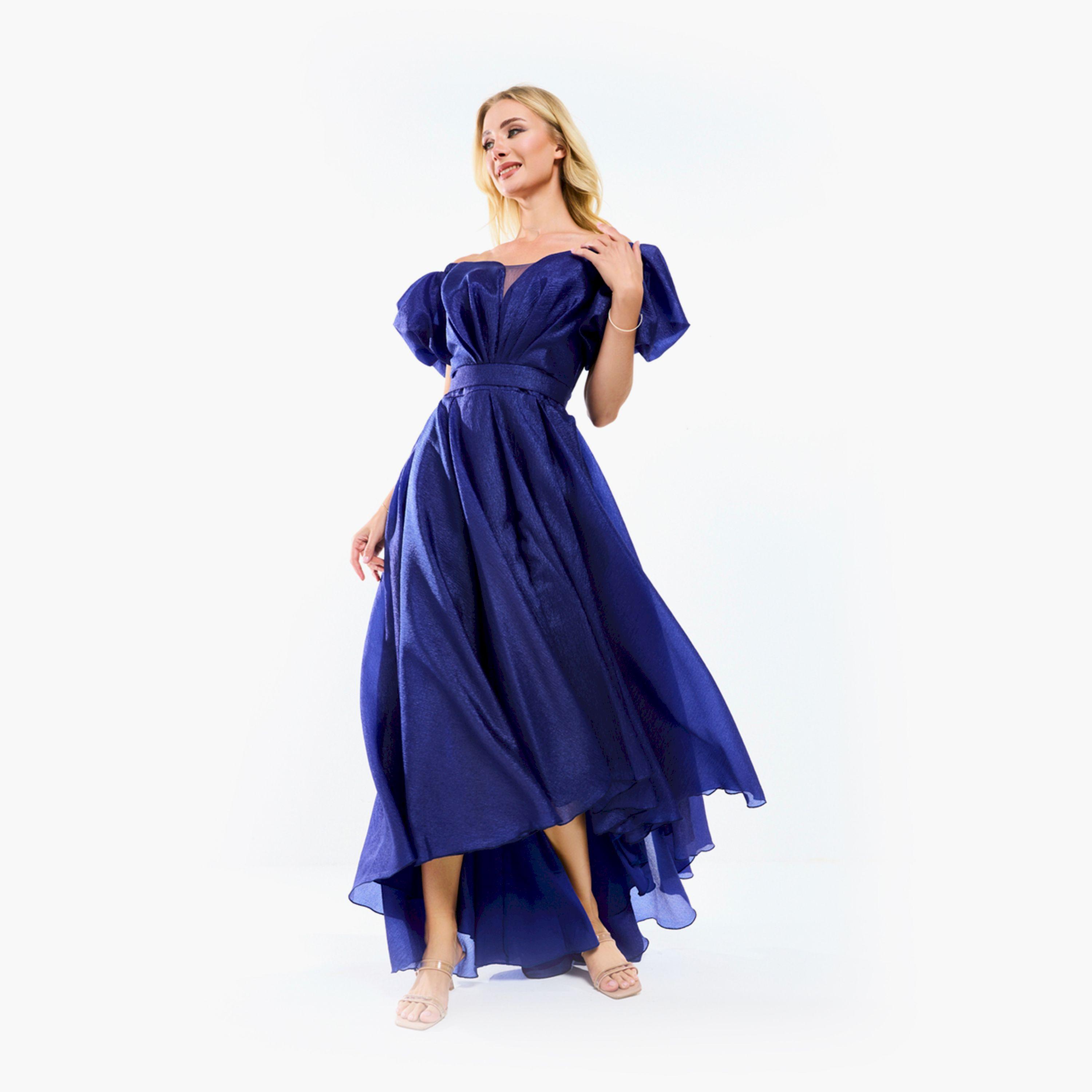 House of Moda X Styli  Off Shoulder Neck High Low Hem Maxi Dress with Tie Belt-women-clothing-dresses-image-11