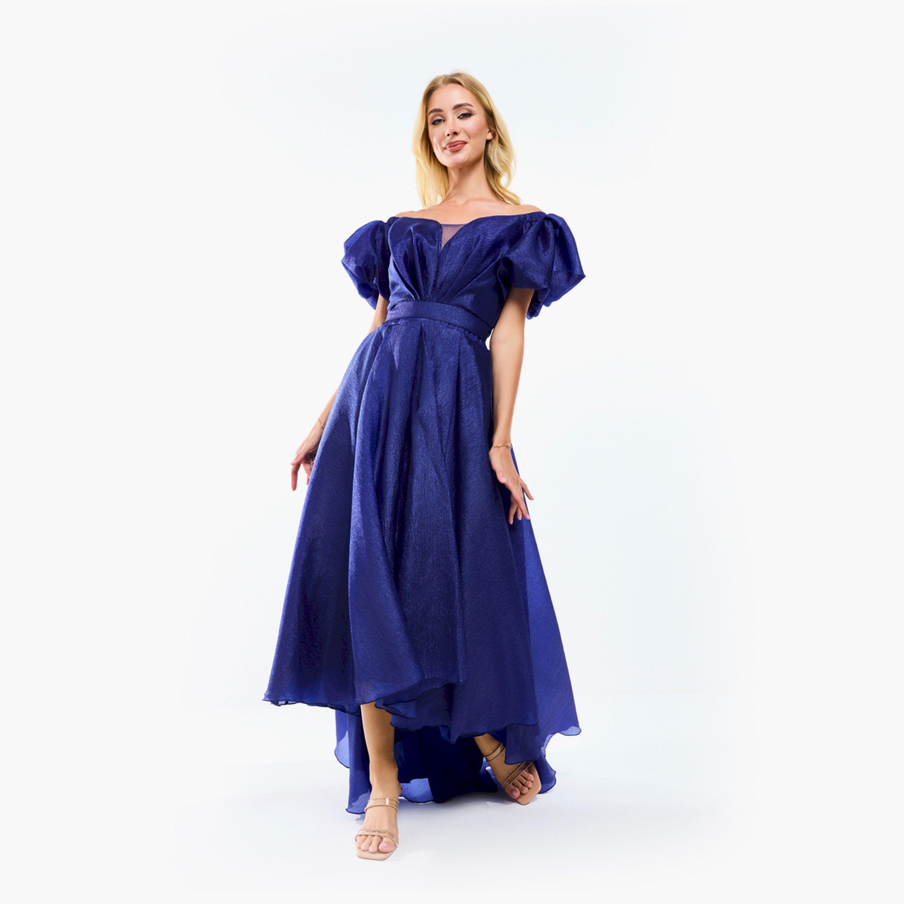 House of Moda X Styli  Off Shoulder Neck High Low Hem Maxi Dress with Tie Belt-women-clothing-dresses-image-13