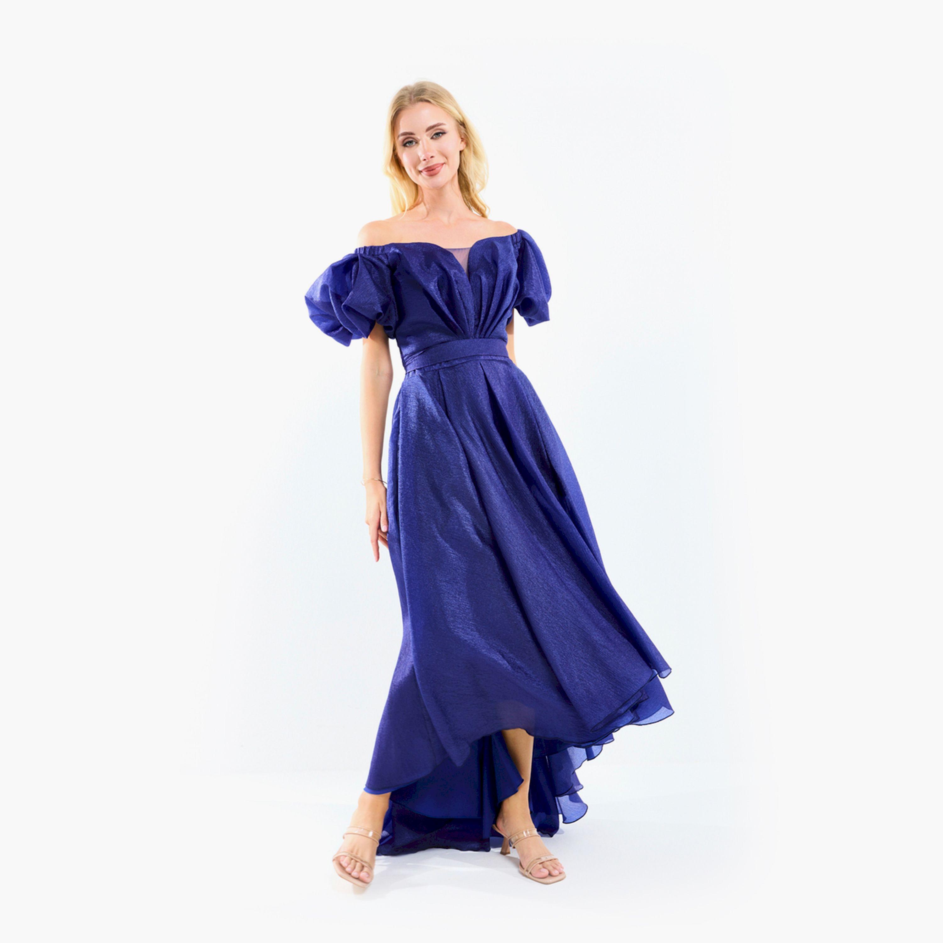 House of Moda X Styli  Off Shoulder Neck High Low Hem Maxi Dress with Tie Belt-women-clothing-dresses-image-14