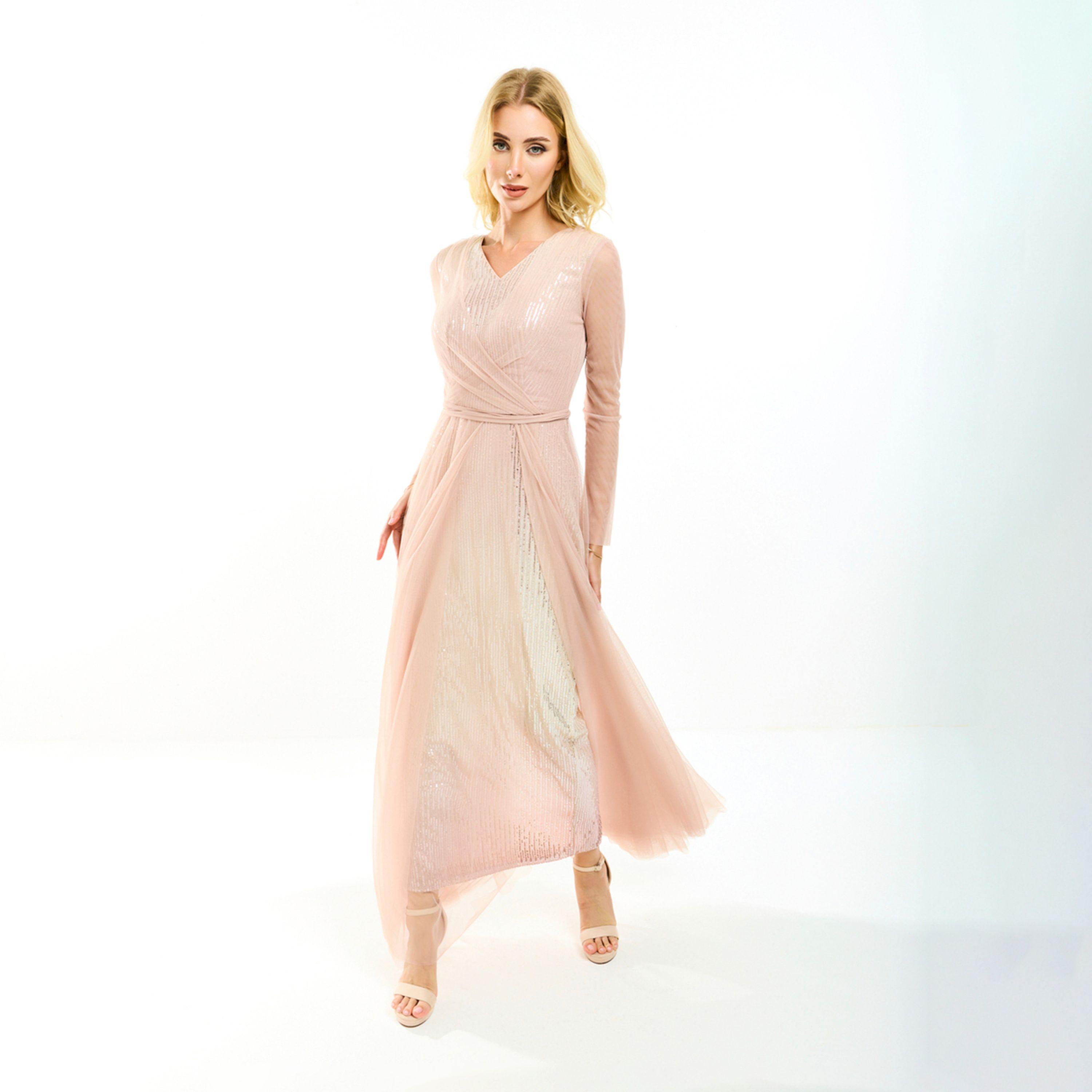فستان طويل منمق بالترتر وطبقات تول هاوس أوف مودا × ستايلي-women-clothing-dresses-image-8