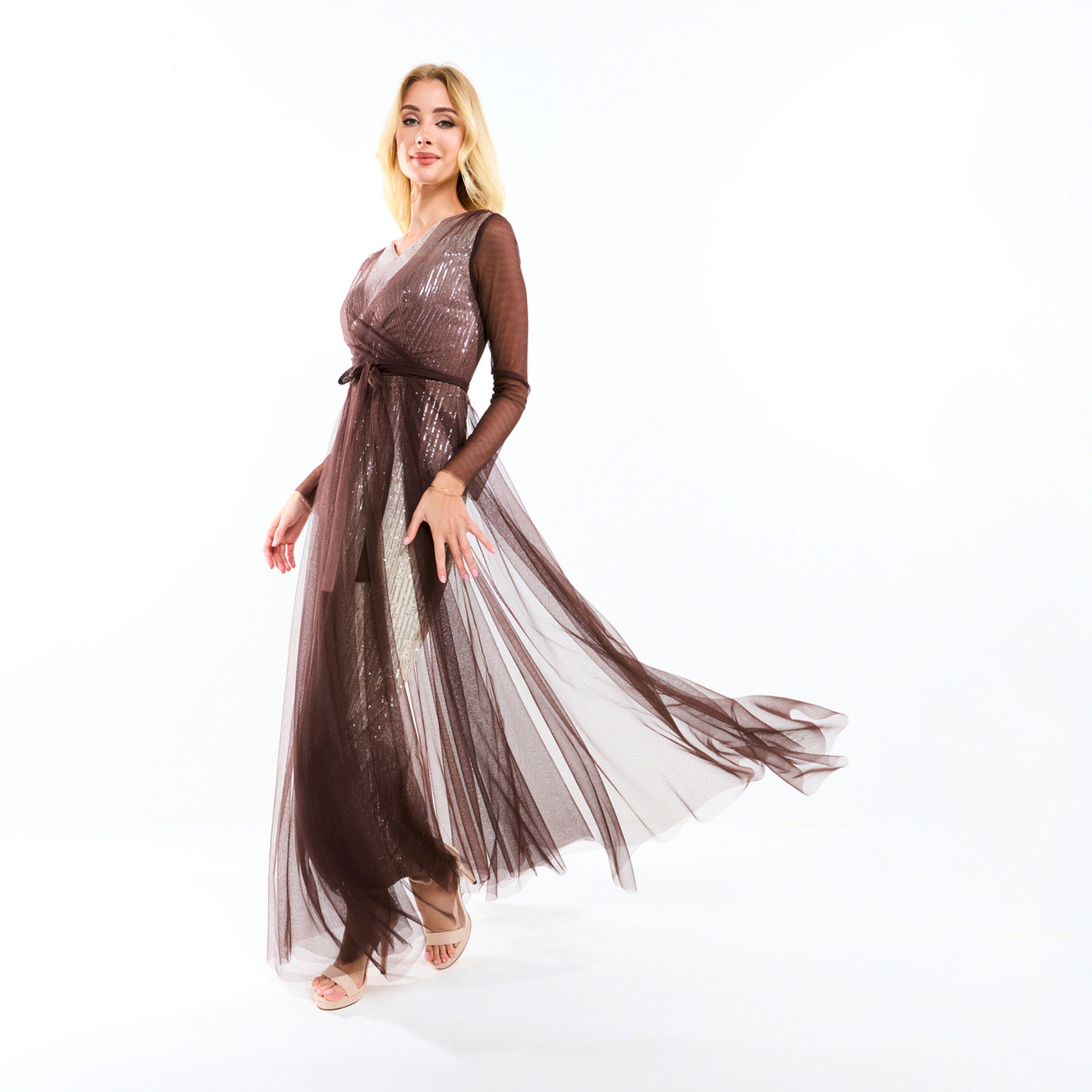 فستان طويل منمق بالترتر وطبقات تول هاوس أوف مودا × ستايلي-women-clothing-dresses-image-8