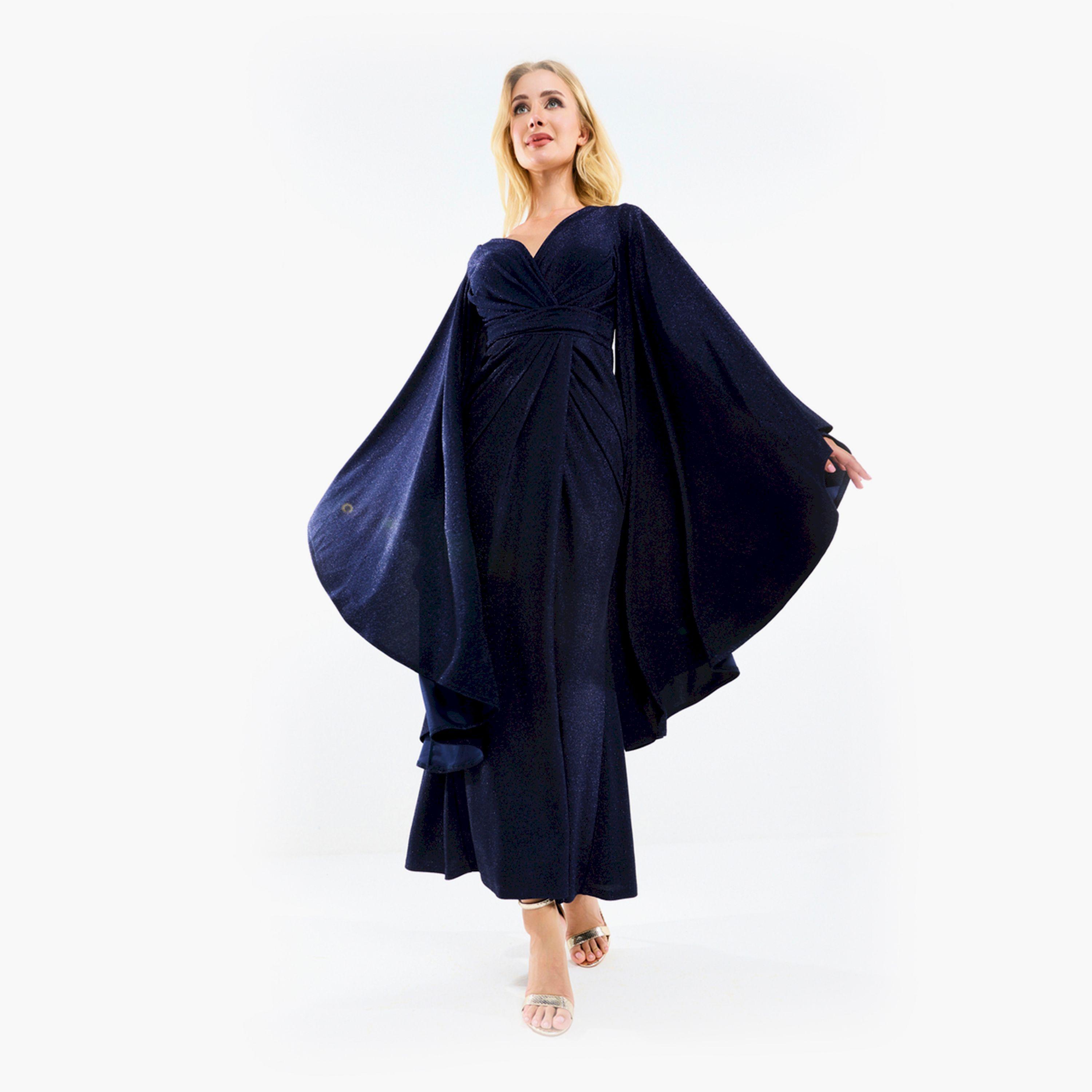 فستان طويل بأكمام واسعة وتفاصيل براقة هاوس أوف مودا × ستايلي-women-clothing-dresses-image-10