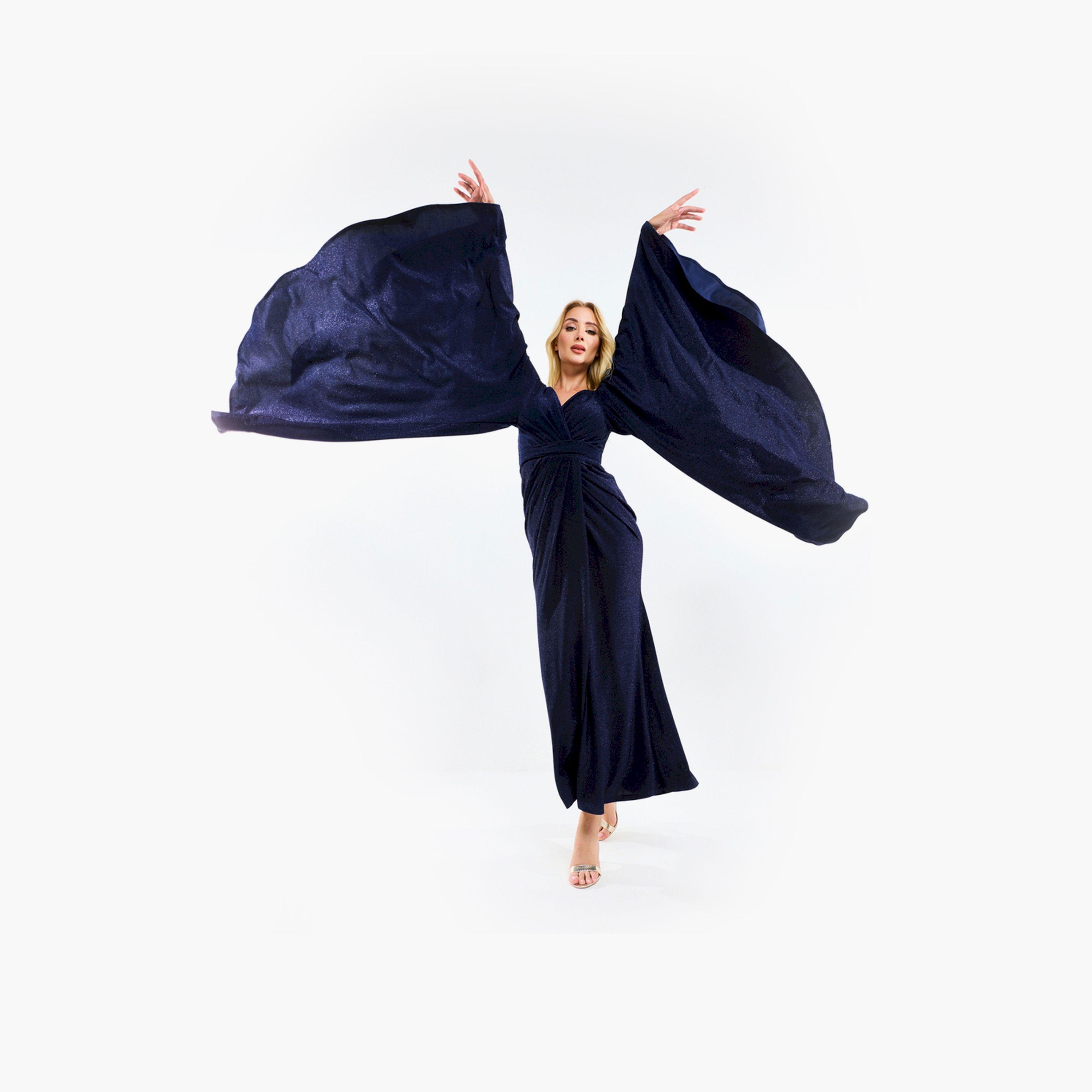 فستان طويل بأكمام واسعة وتفاصيل براقة هاوس أوف مودا × ستايلي-women-clothing-dresses-image-12