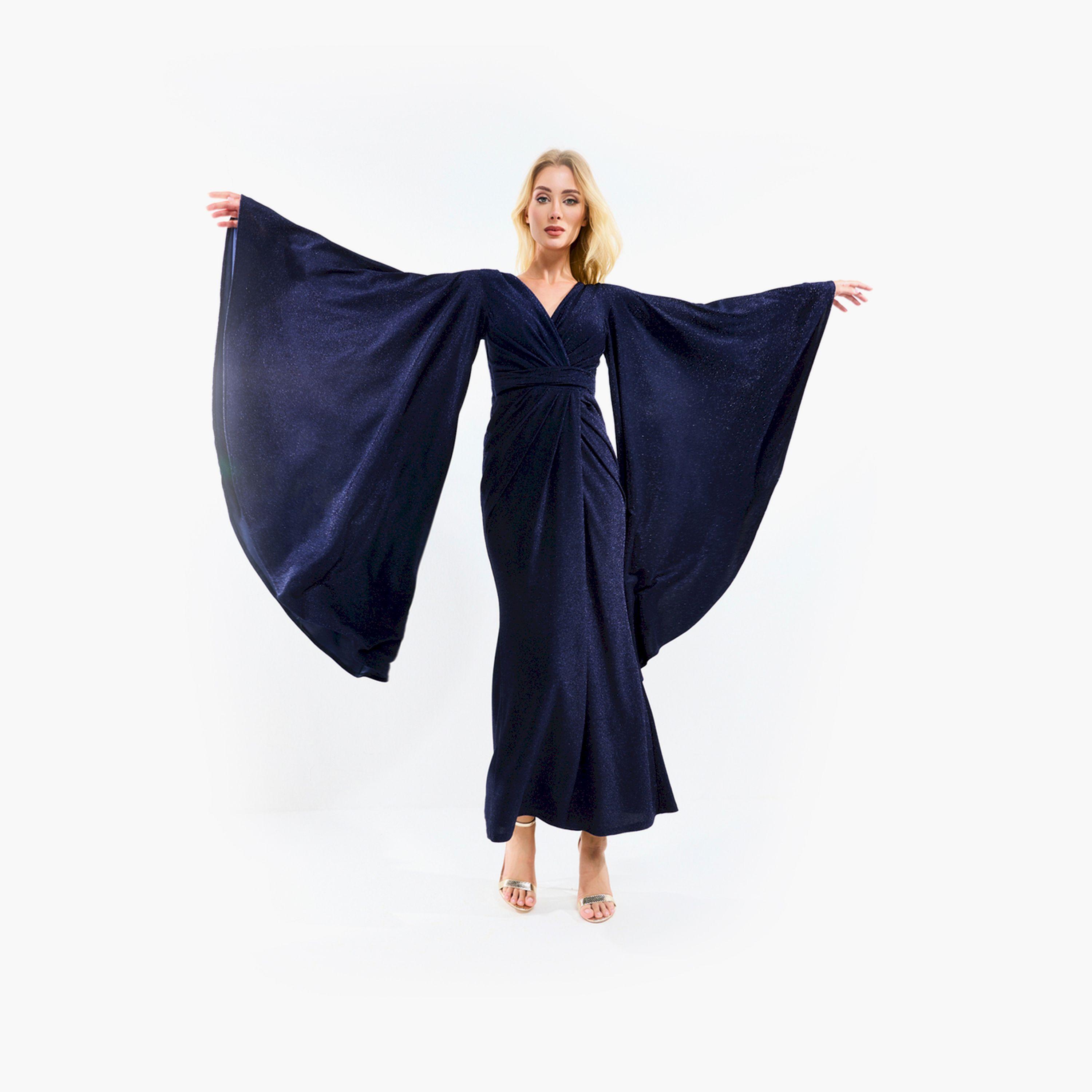 فستان طويل بأكمام واسعة وتفاصيل براقة هاوس أوف مودا × ستايلي-women-clothing-dresses-image-13