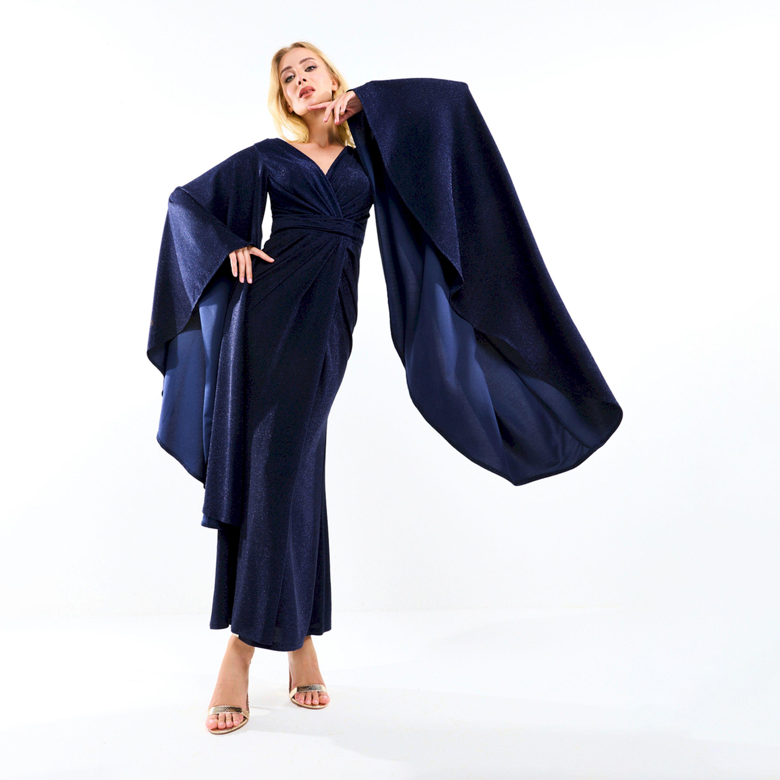 فستان طويل بأكمام واسعة وتفاصيل براقة هاوس أوف مودا × ستايلي-women-clothing-dresses-image-8
